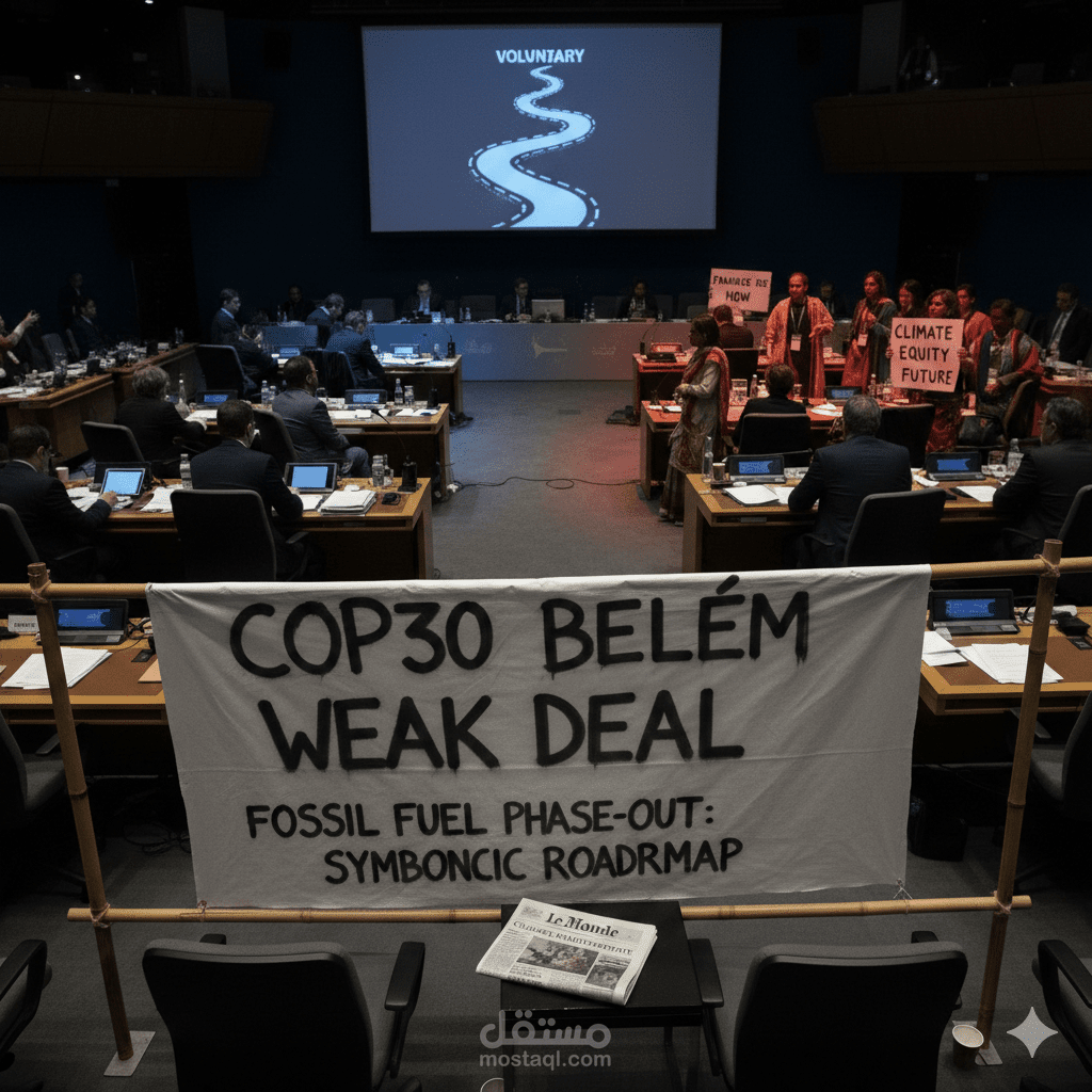 تقرير تحليلي استقصائي: خيبة أمل في قمة المناخ COP30 بالبرازيل (تحليل السياسات والتمويل).