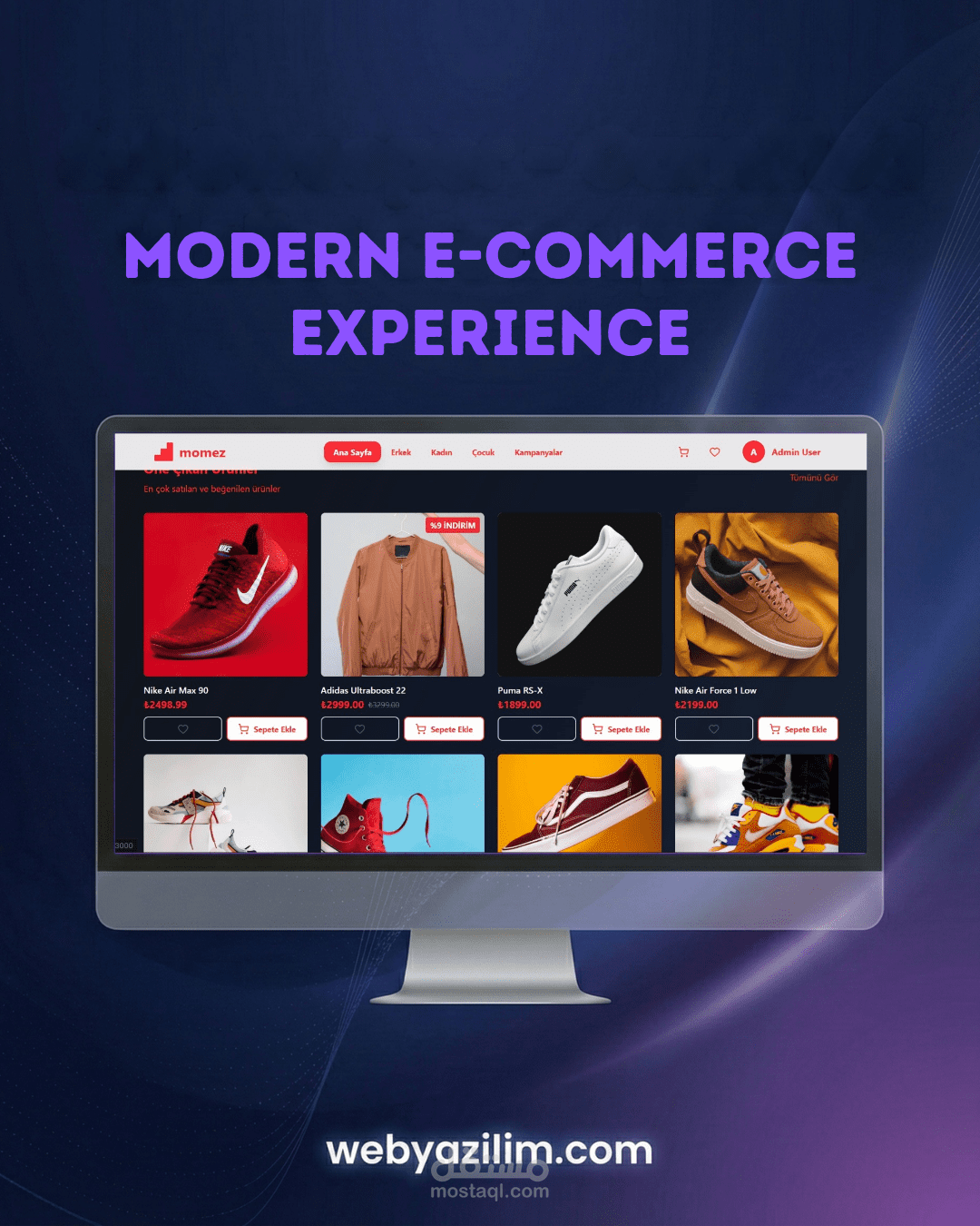 متجر إلكتروني Momez مع لوحة تحكم متكاملة