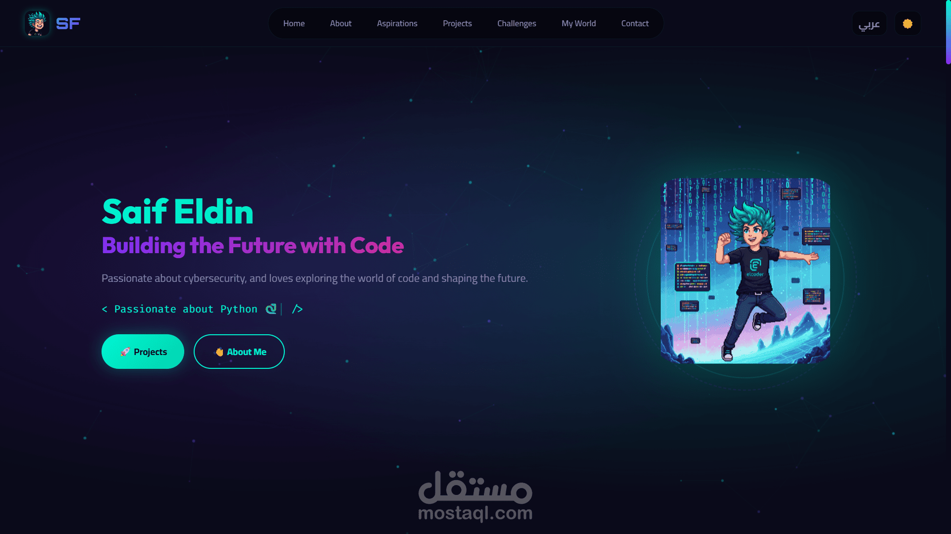 برمجة وتصميم موقع شخصي (Portfolio) تفاعلي لعرض المشاريع