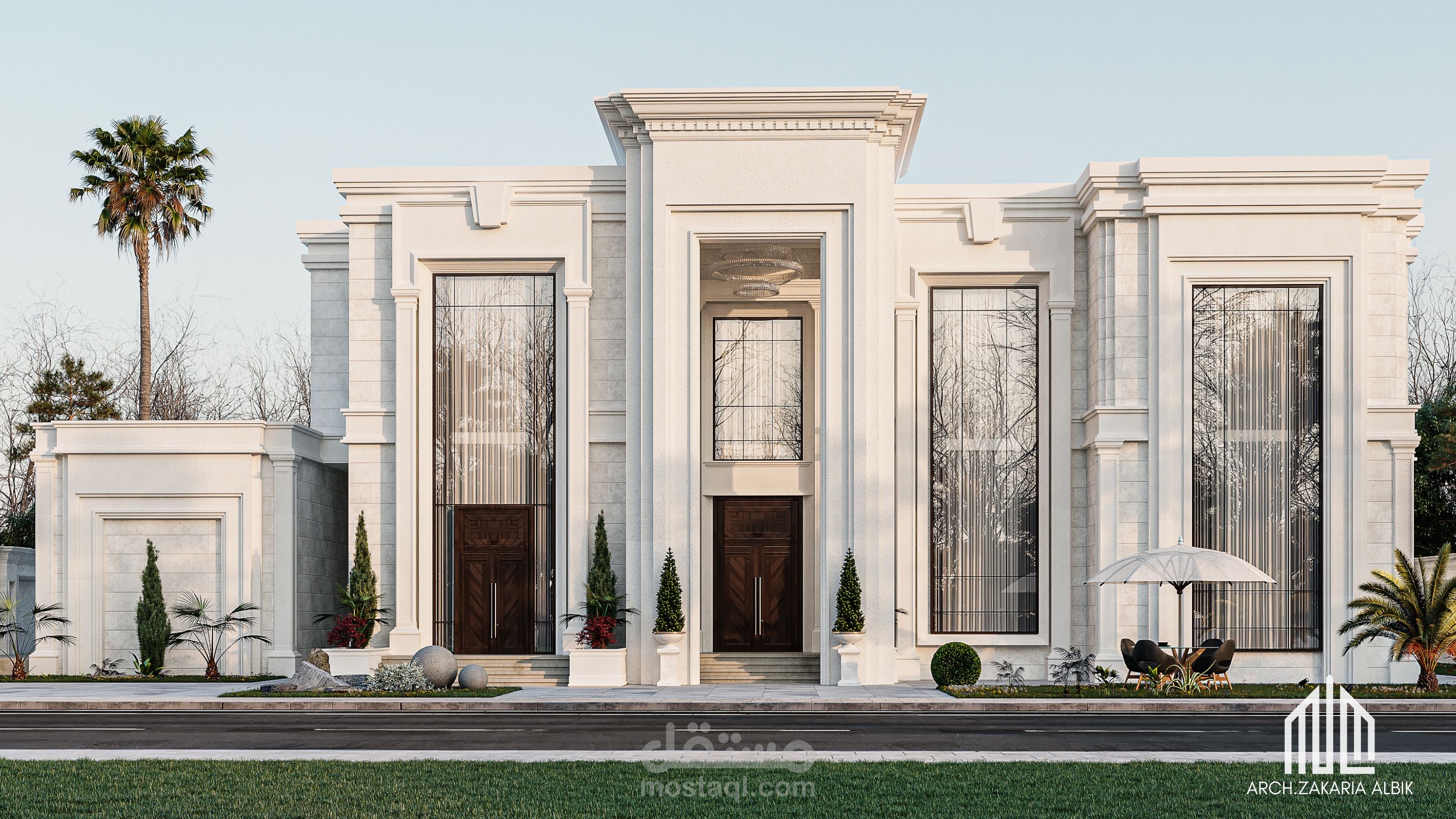 Elegant Neoclassical Facade | تصميم واجهة نيوكلاسيك أنيقة بلمسات فاخرة