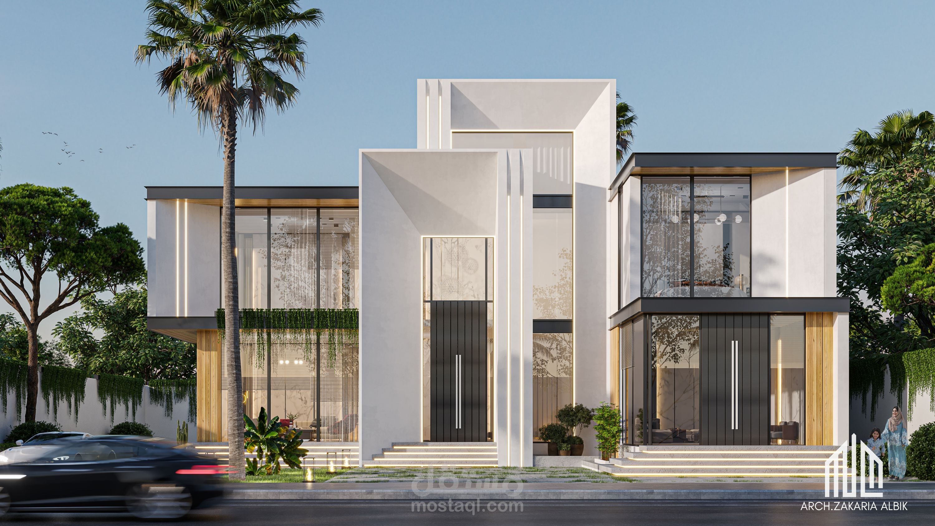 Modern Architectural Statement | تصميم معماري مودرن بتكوين هندسي جريء وإضاءة مميزة