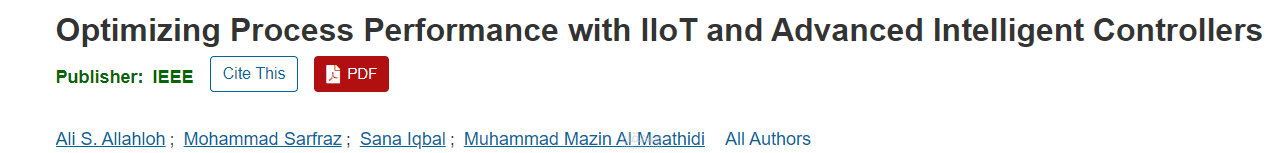 ورقة بحثية حائزة على أفضل بحث في تحسين أداء العمليات باستخدام IIoT ووحدات التحكم الذكية