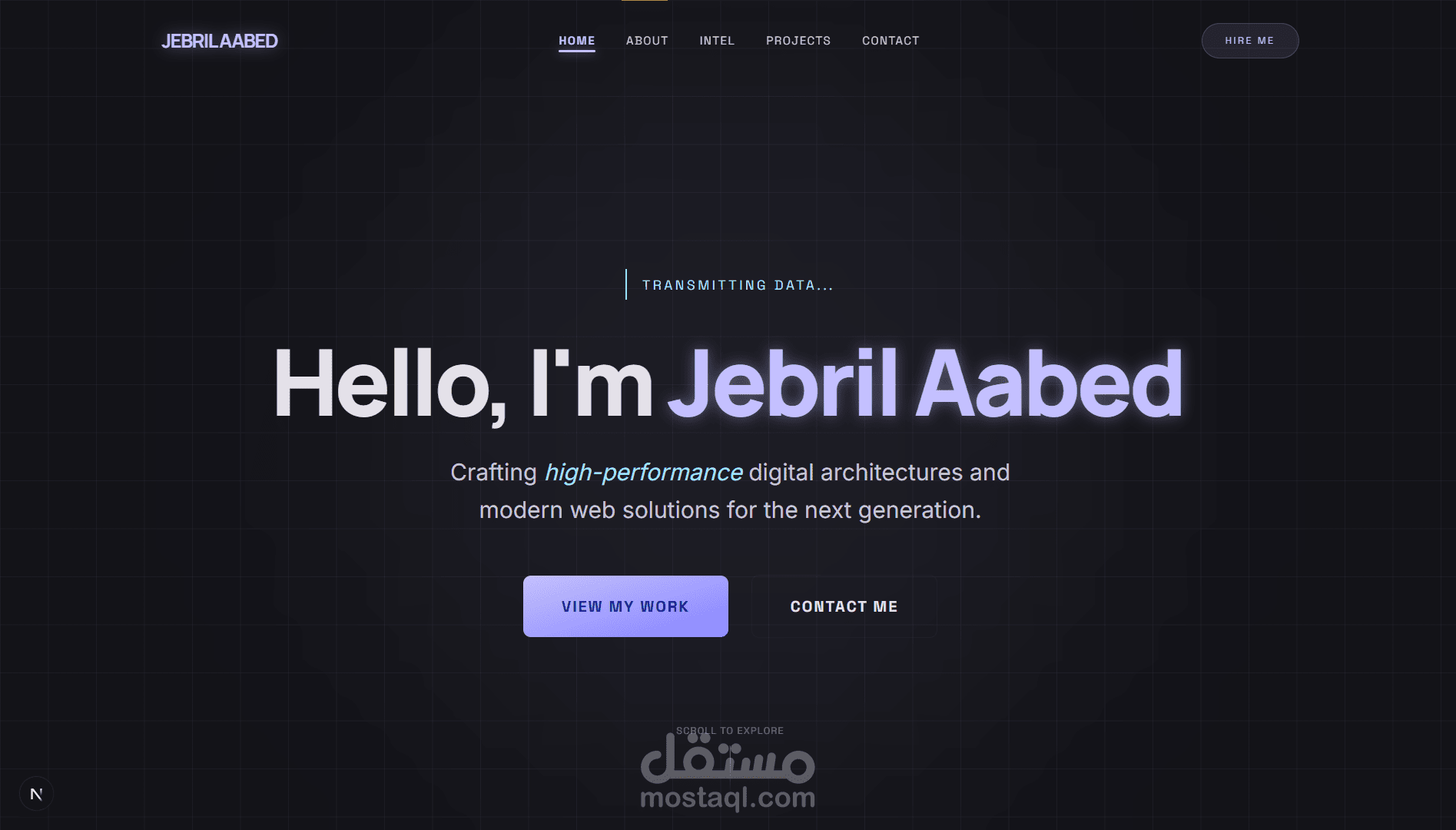 محفظة أعمال شخصية احترافية — Next.js 15 | React 19 | Framer Motion | Tailwind CSS