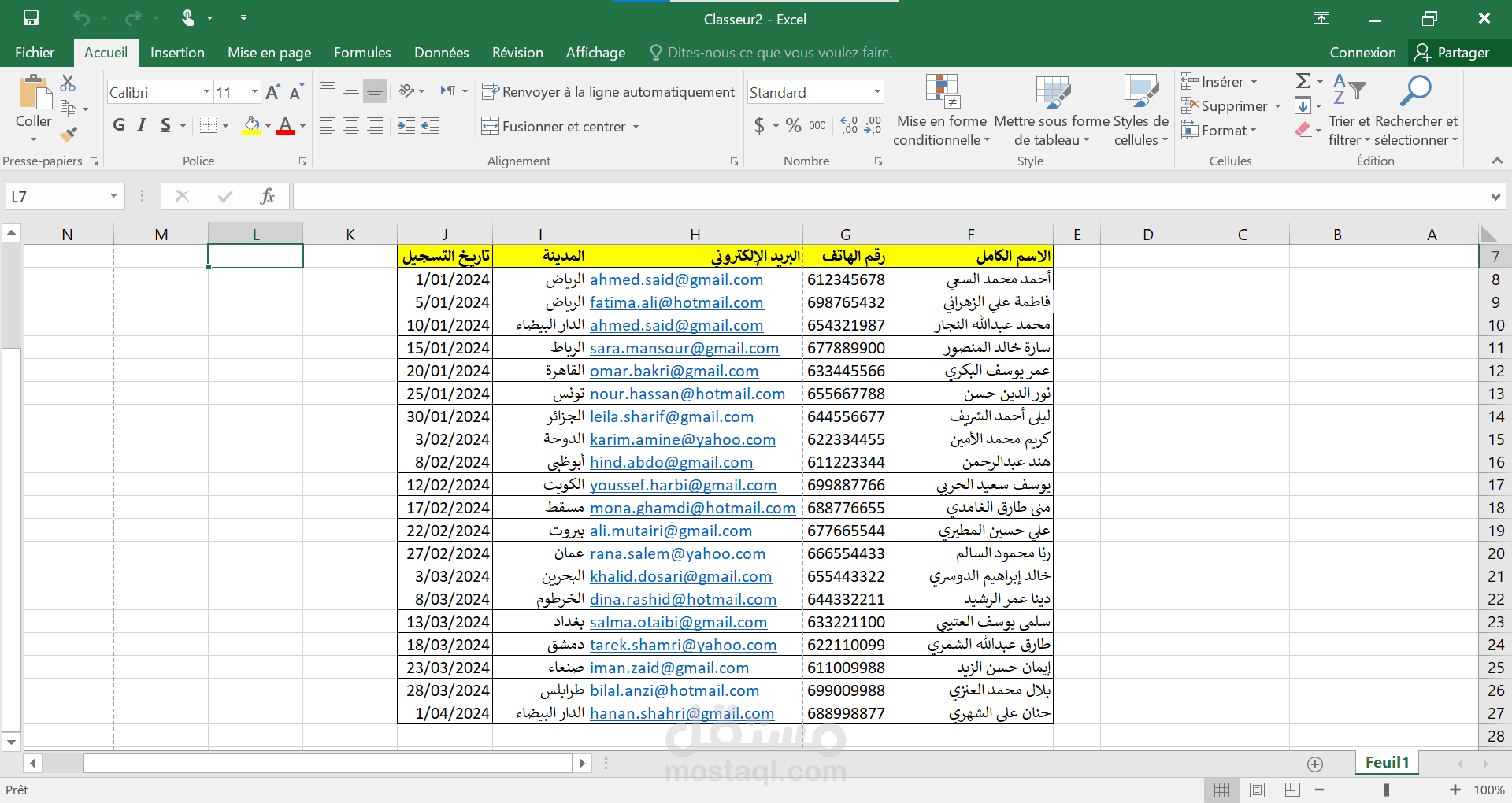 إدخال وتنظيم بيانات العملاء في Excel بدقة عالية