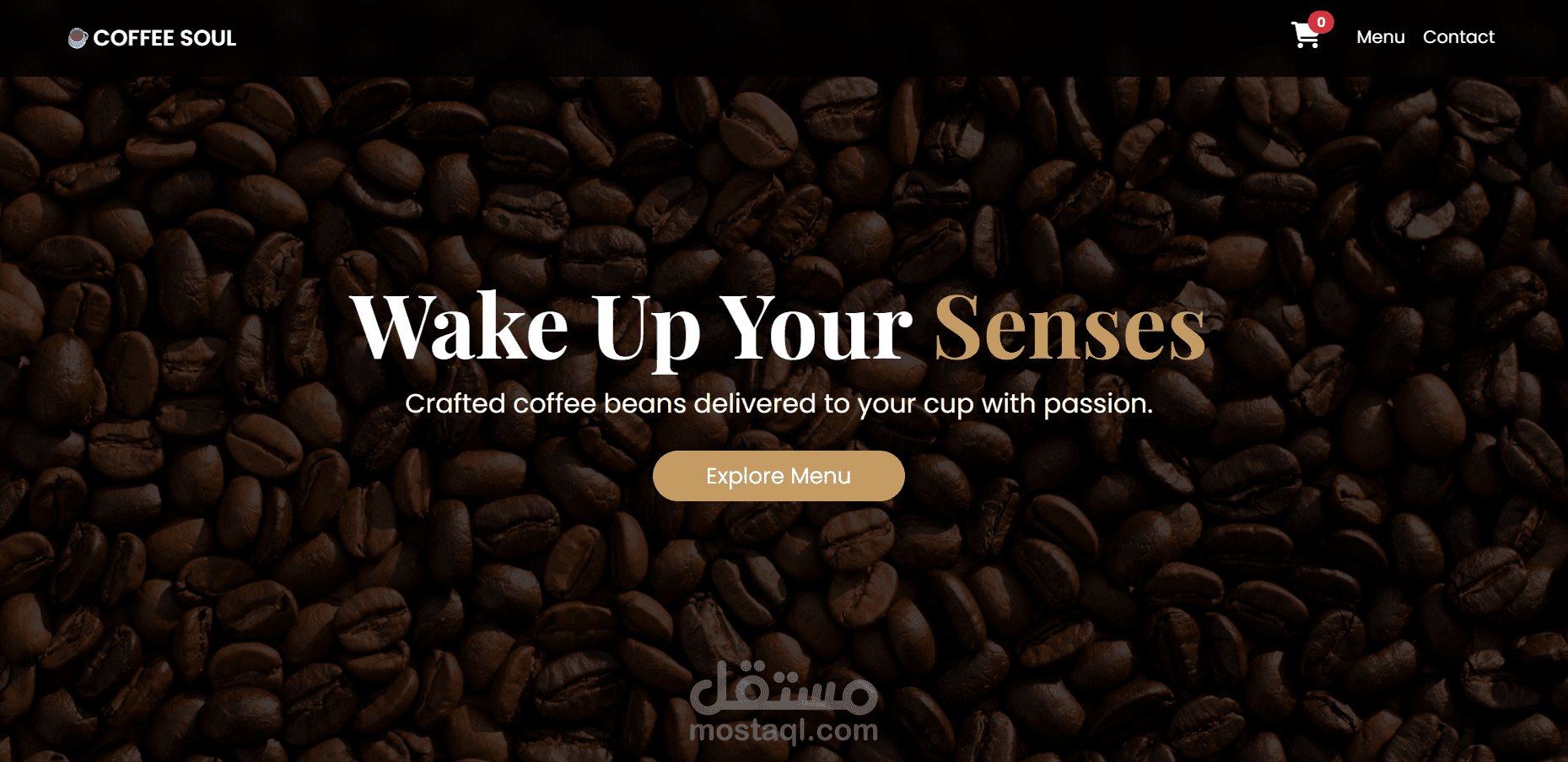 تصميم موقع ويب (Coffee Shop) متجاوب بالكامل باستخدام Bootstrap و JavaScript