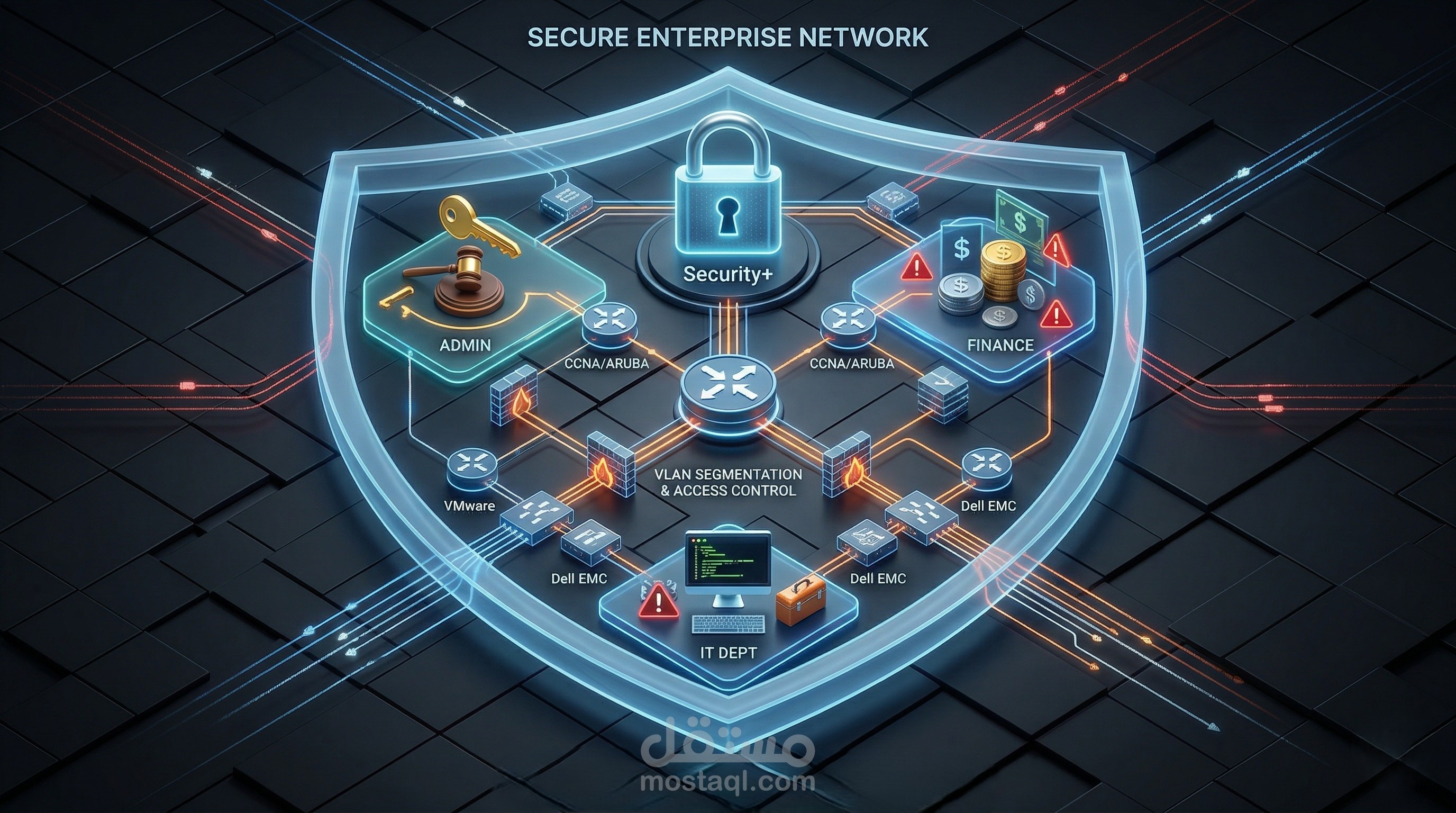 تصميم وتأمين بنية تحتية لشبكة مؤسسية (Secure Enterprise Network Architecture)