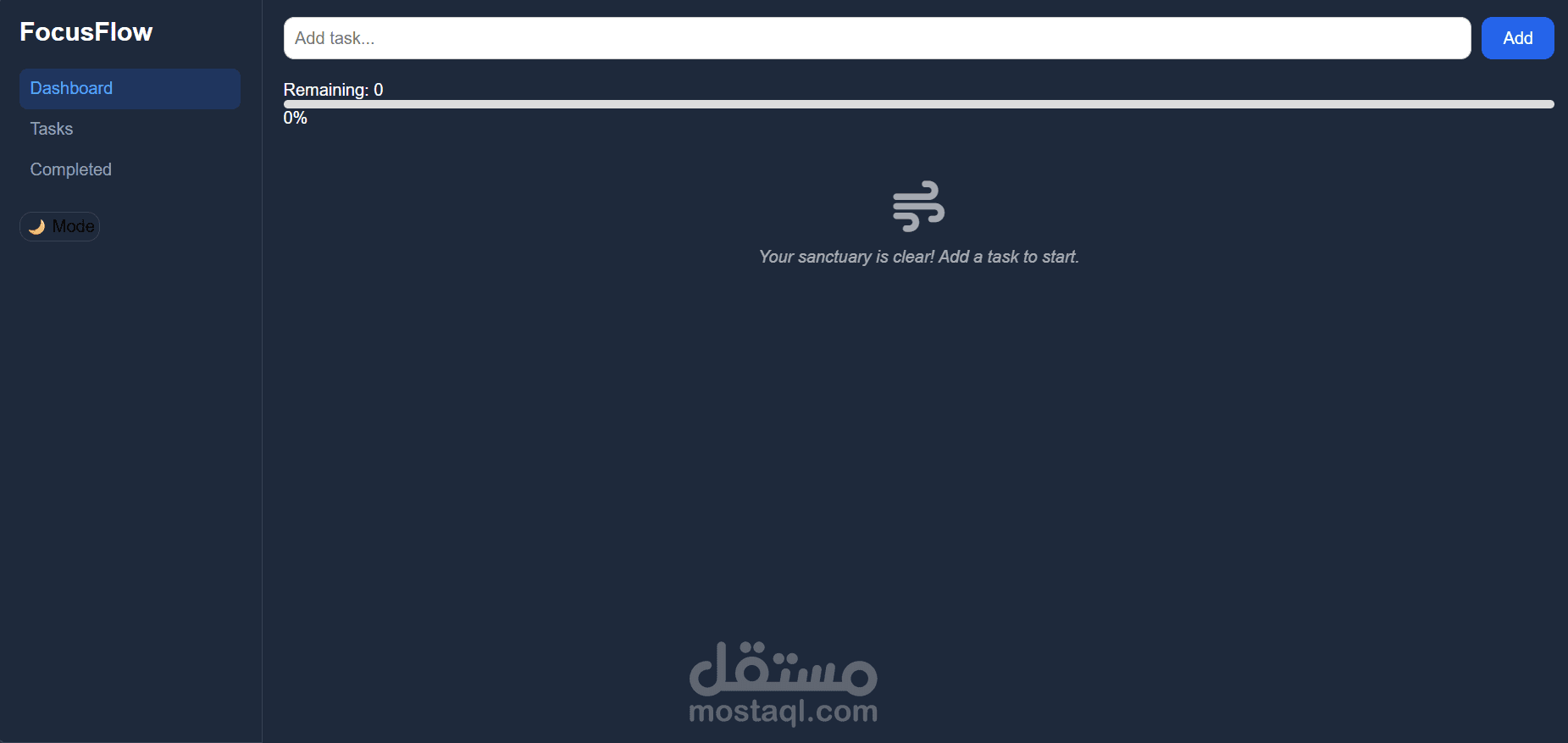 ? FocusFlow: نظام ذكي لإدارة الإنتاجية والمهام اليومية (Dashboard)