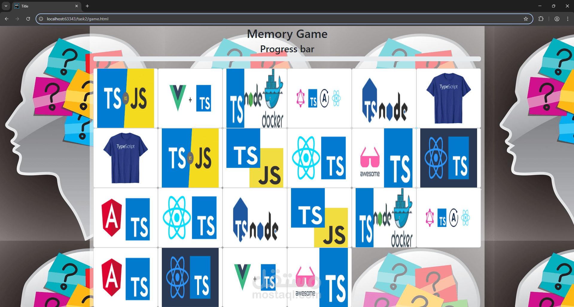 memory  game using typescript