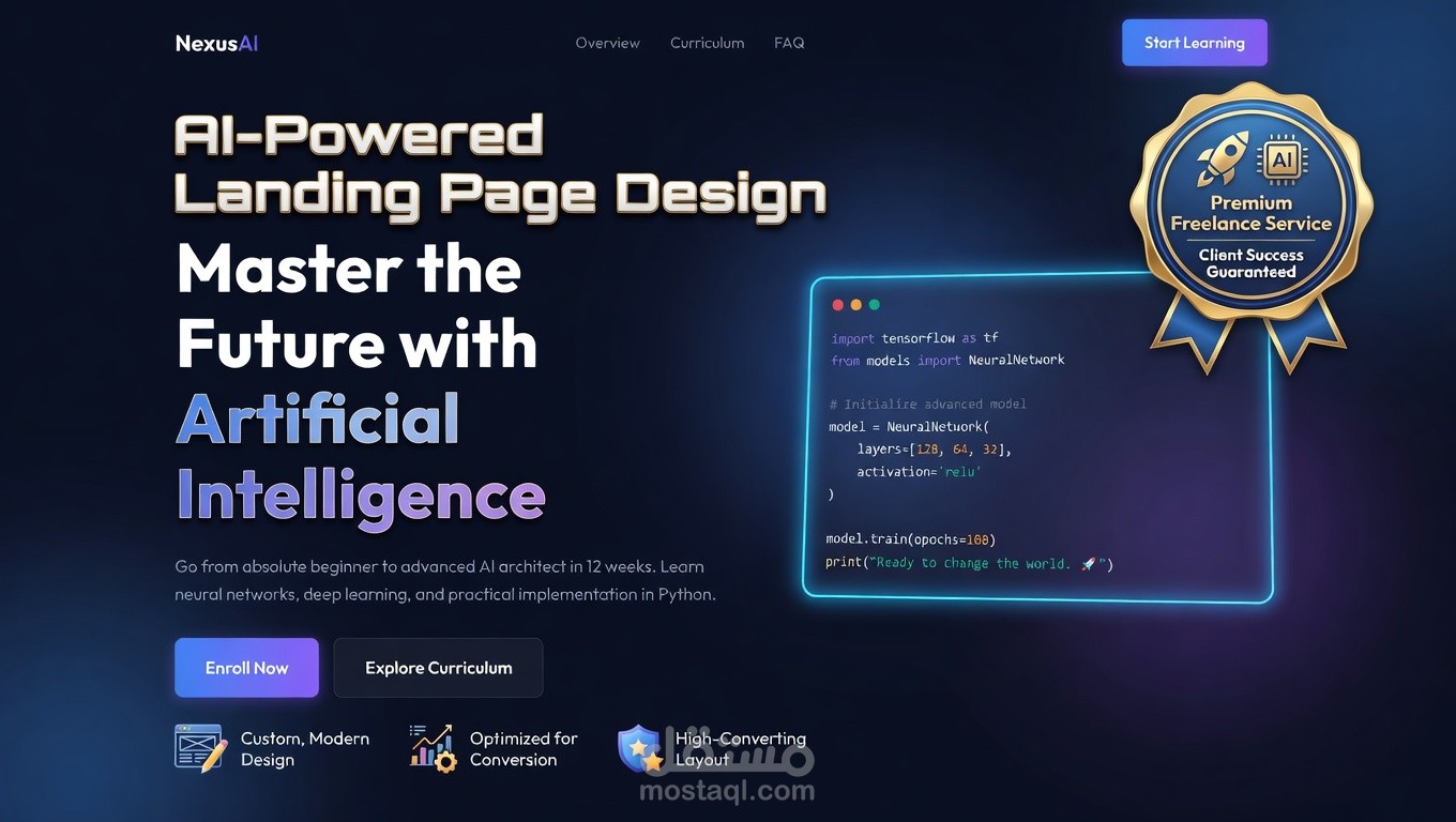 Landing page Artificial Intelligence Online Course