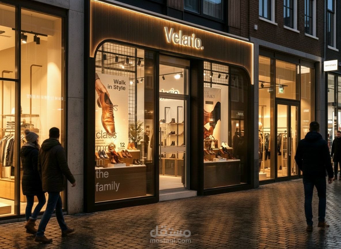 تصميم متجر أحذية رجالية بنمط Contemporary Retail