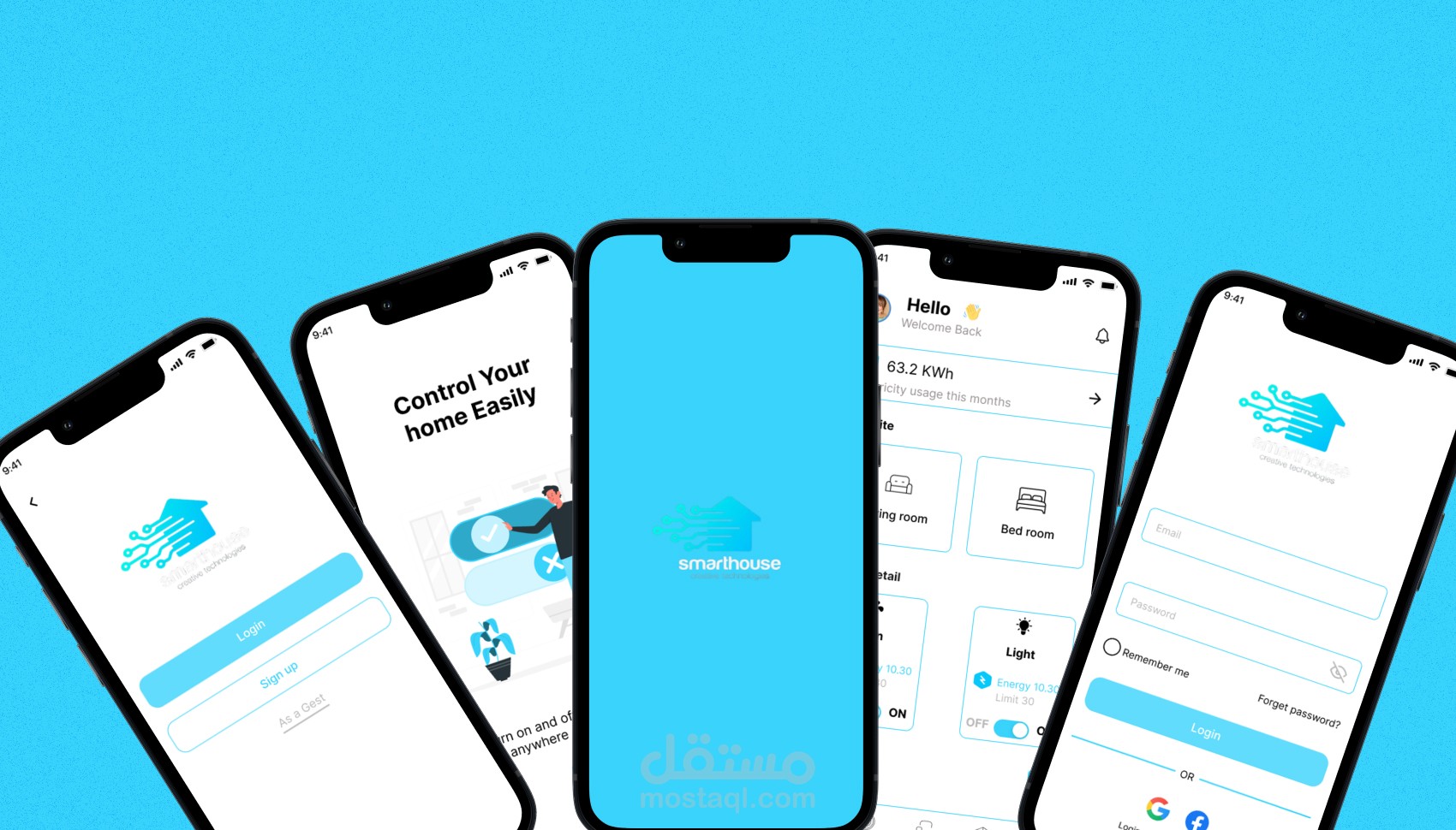 تصميم واجهات تطبيق المنزل الذكي (Smart Home UI/UX)