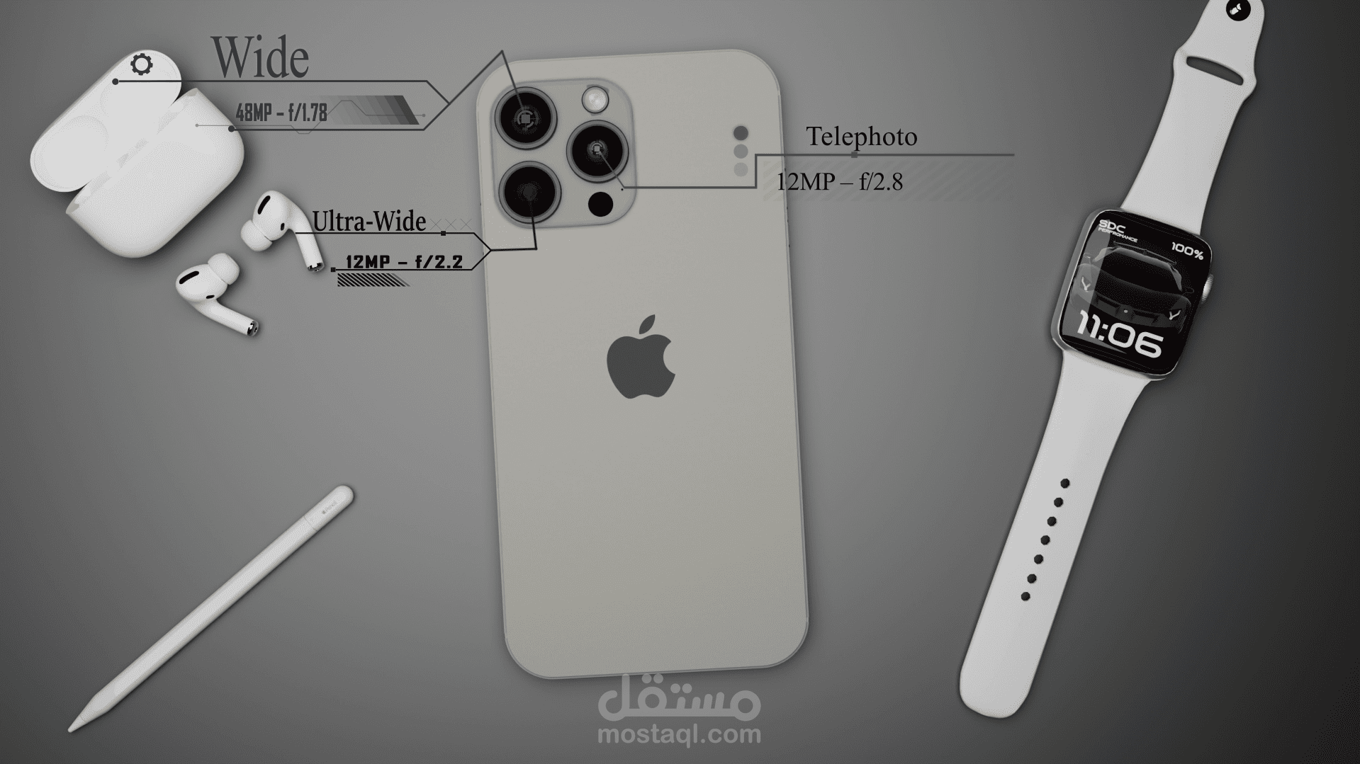 تصميم وتحريك إعلان موبايل 3D احترافي (Product Animation)