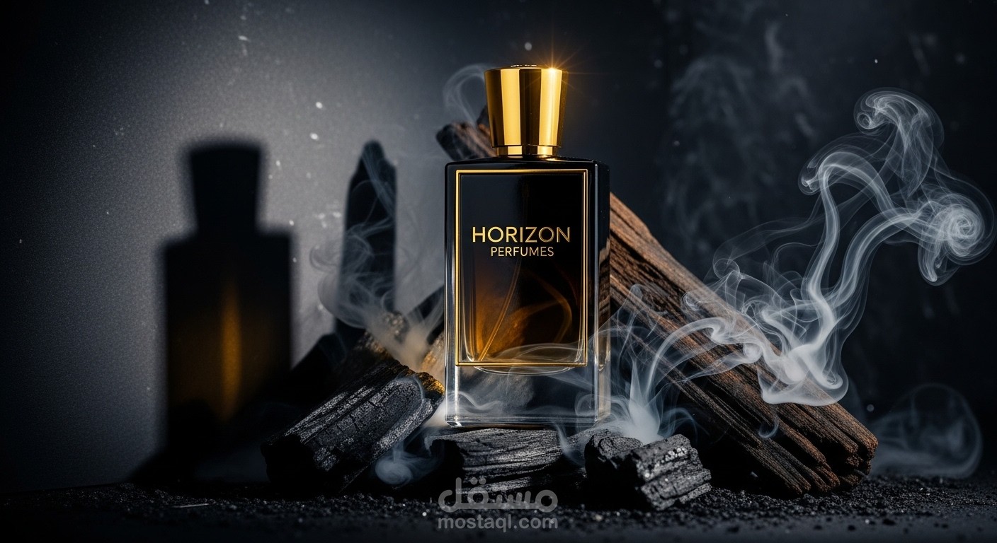 تصميم إعلاني فخم لعطر HORIZON
