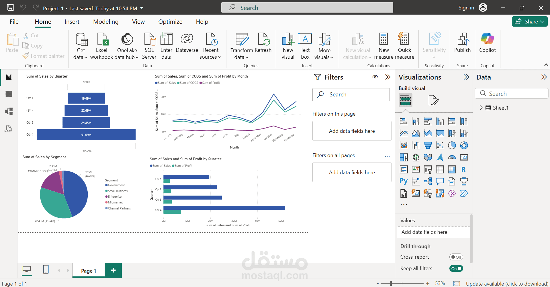 تحليل بيانات المبيعات باستخدام Power BI وإنشاء Dashboard تفاعلي