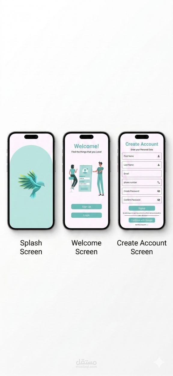 برمجة واجهات تسجيل الدخول (Login/Signup) بـ Flutter مع نظام التحقق (Validation).