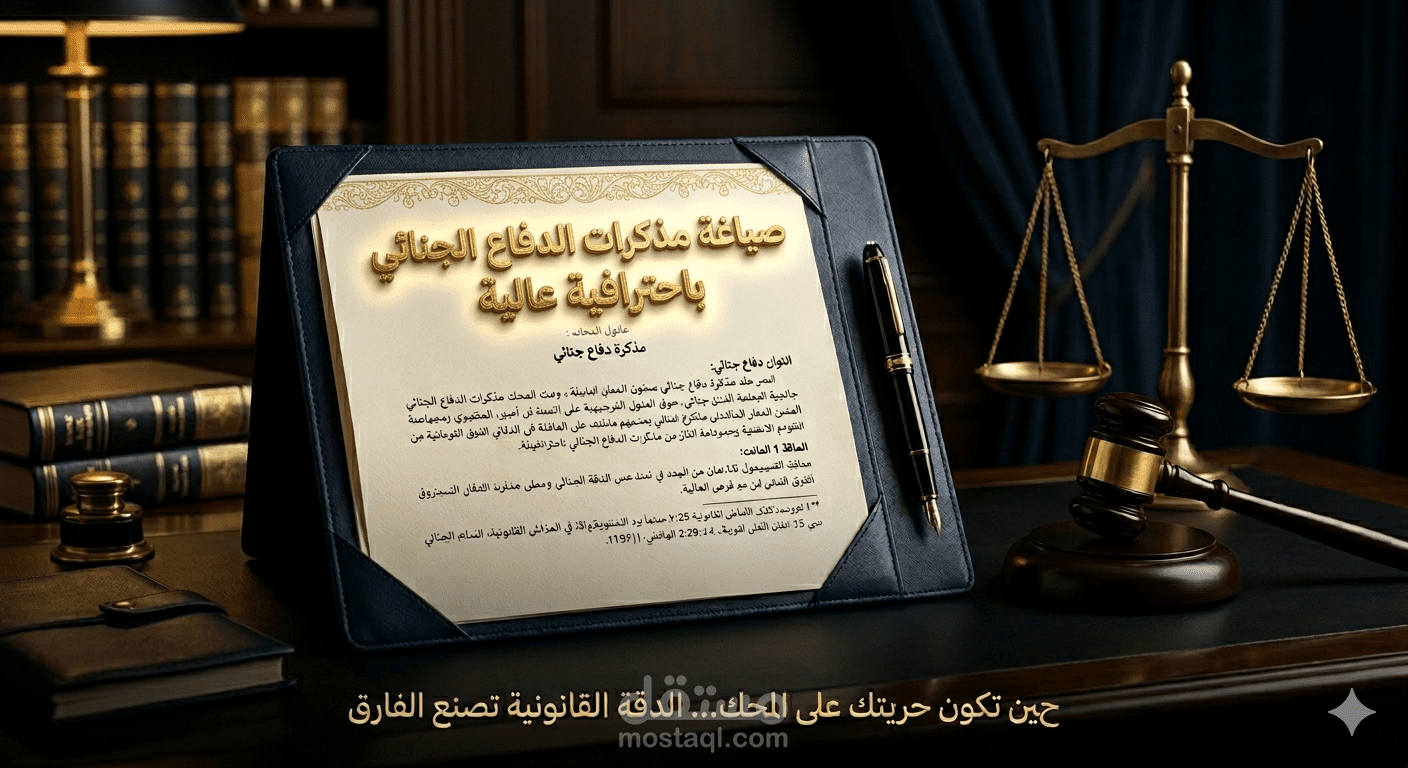 صياغة مذكرات دفاع جنائية احترافية