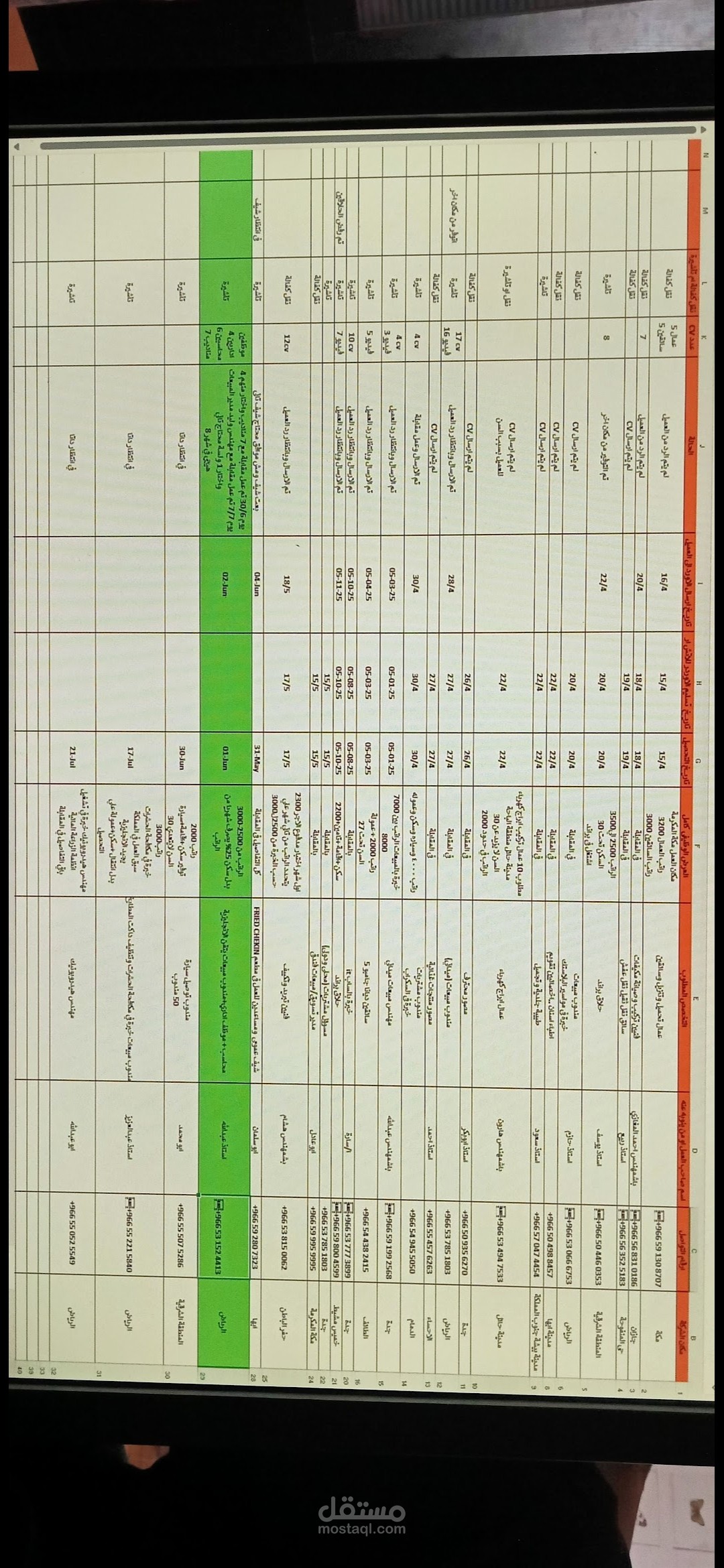 إدارة وتنظيم سجلات تواصل وقاعدة بيانات شاملة (Excel).