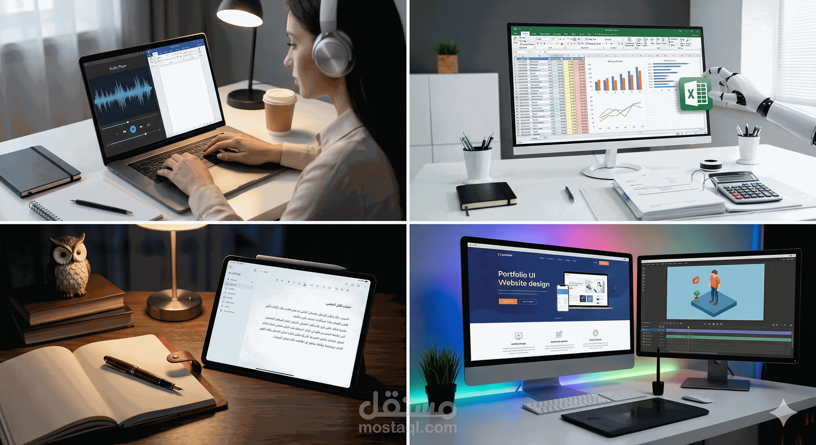 تفريغ صوتي و كتابة محتوي و كتابة اسكربتات