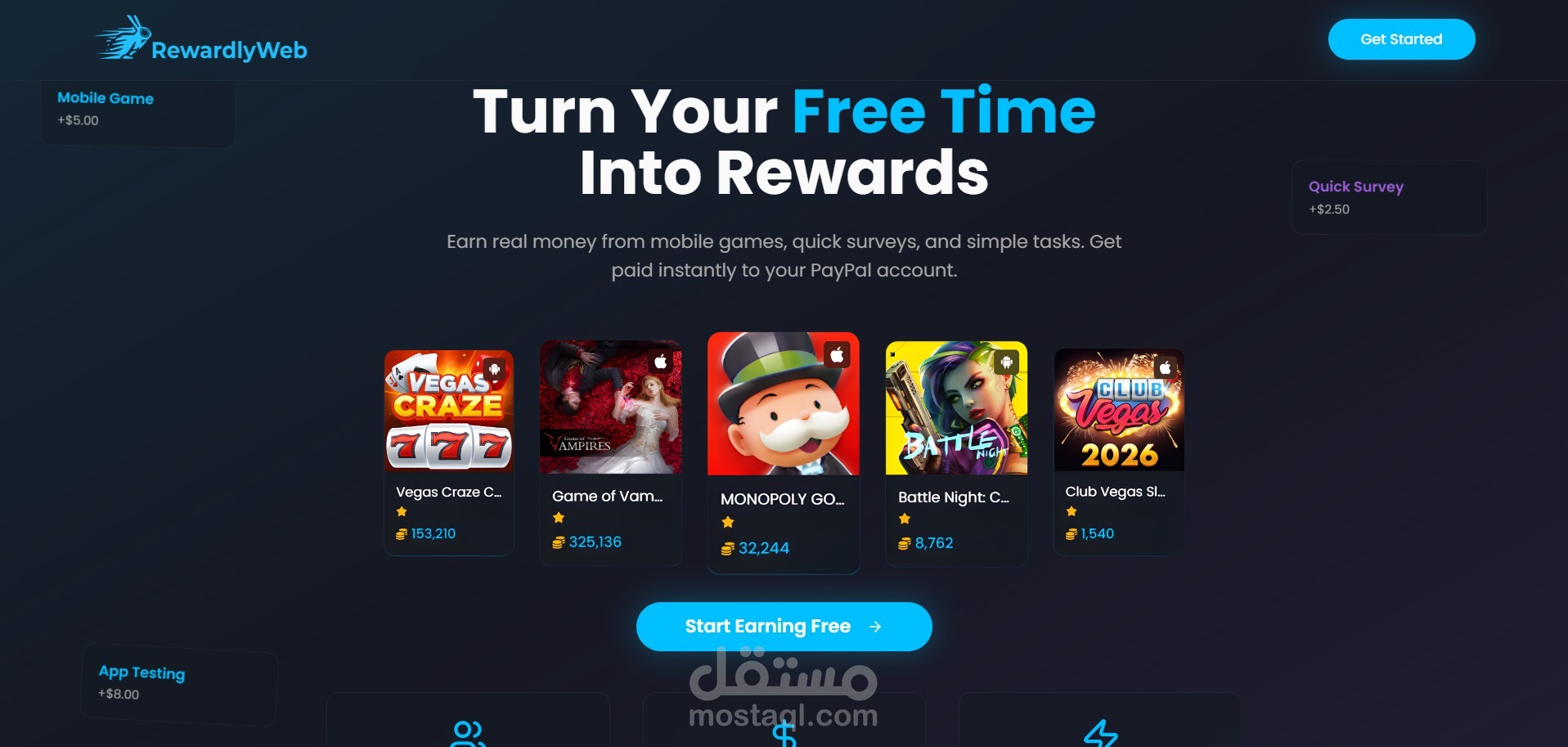 تطوير منصة مكافآت متكاملة Rewardlyweb.com  (New desgin)