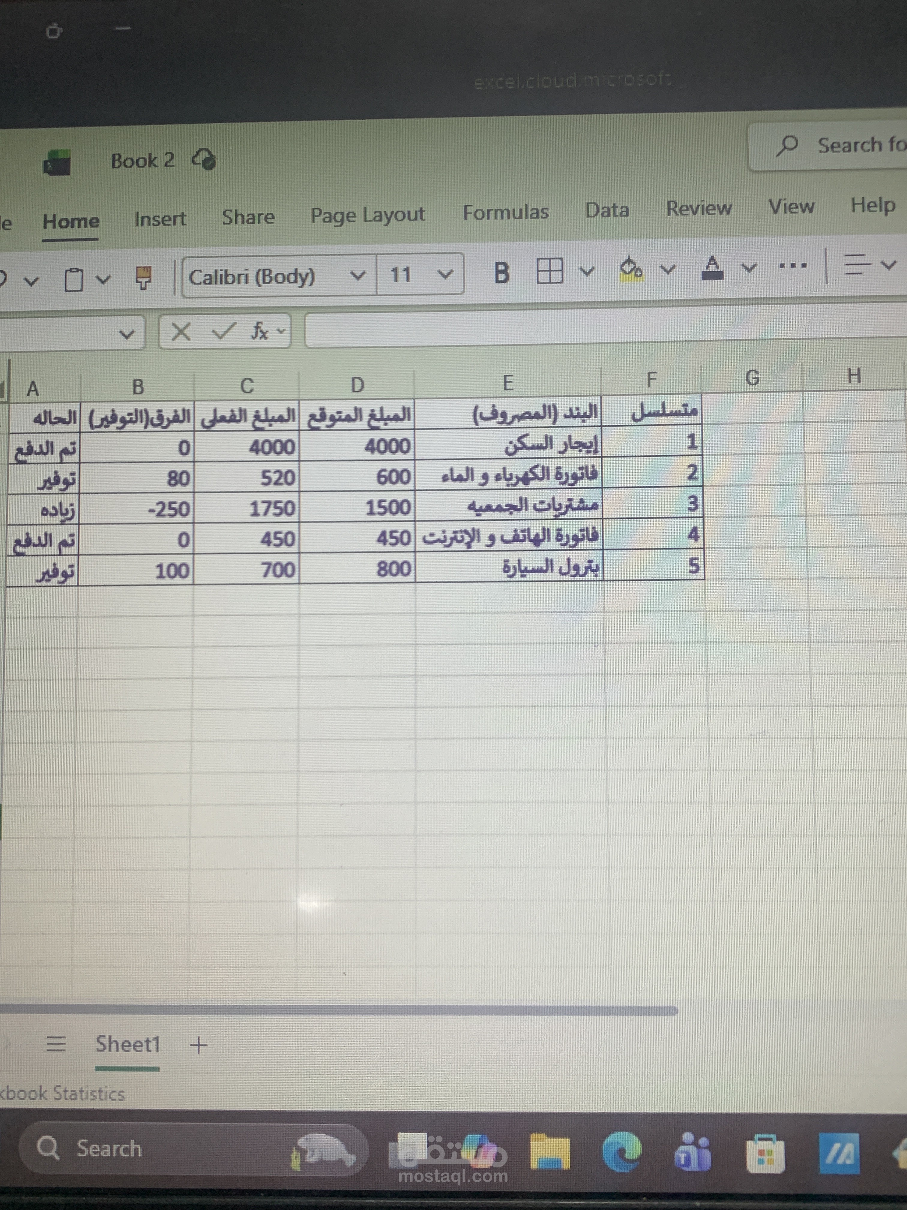 المصاريف