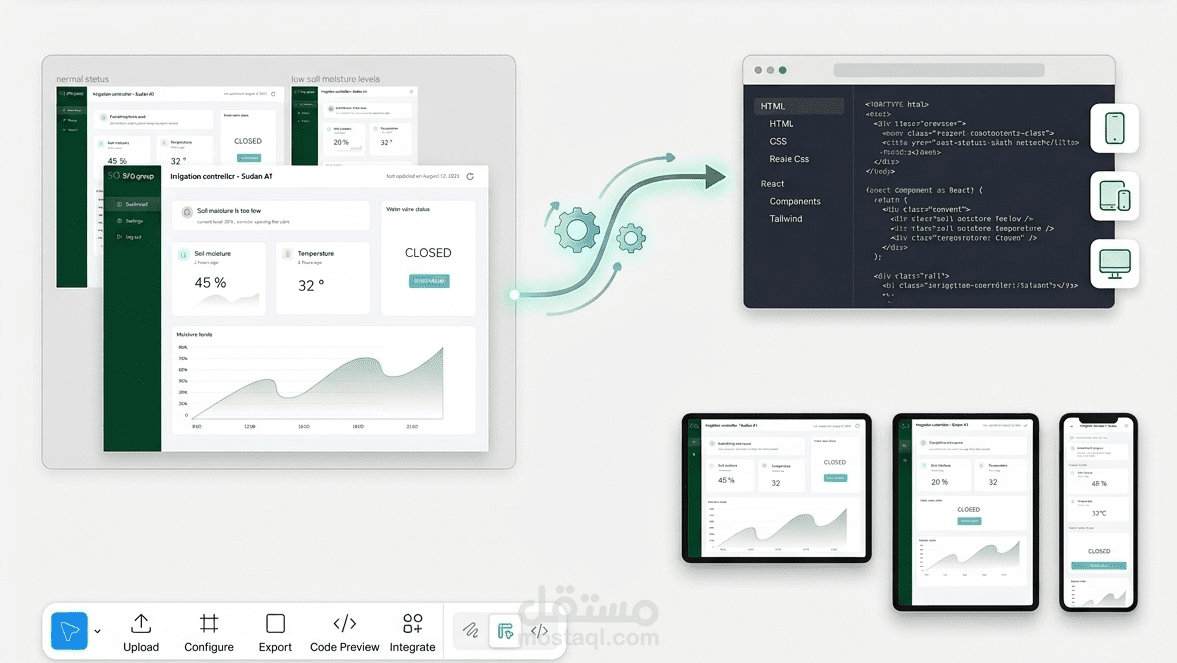 تحويل التصميم إلى موقع احترافي (Figma  إلى React أو HTML)
