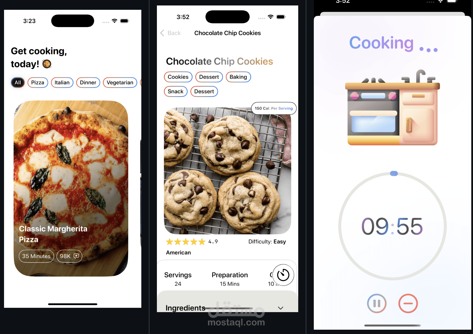 Cookly – تطبيق مؤقت طبخ لنظام iOS باستخدام MVVM والرسوم المتحركة والمنطق المخصص
