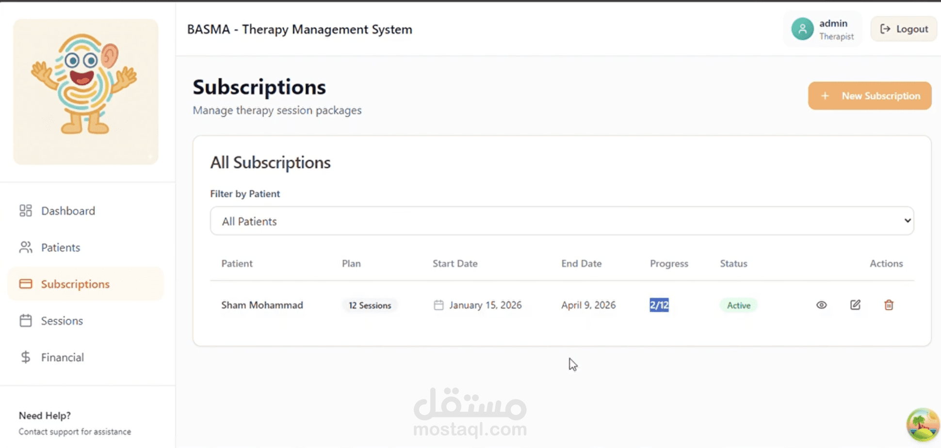Basma – Therapy Management System