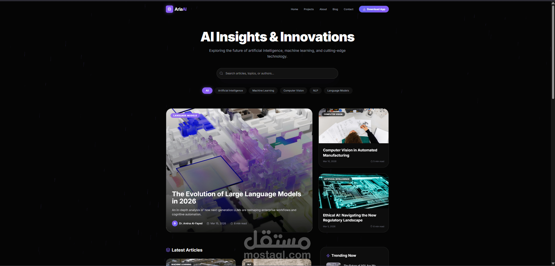 مقترح هيكلية وتطوير الموقع الإلكتروني لشركة AriaAI