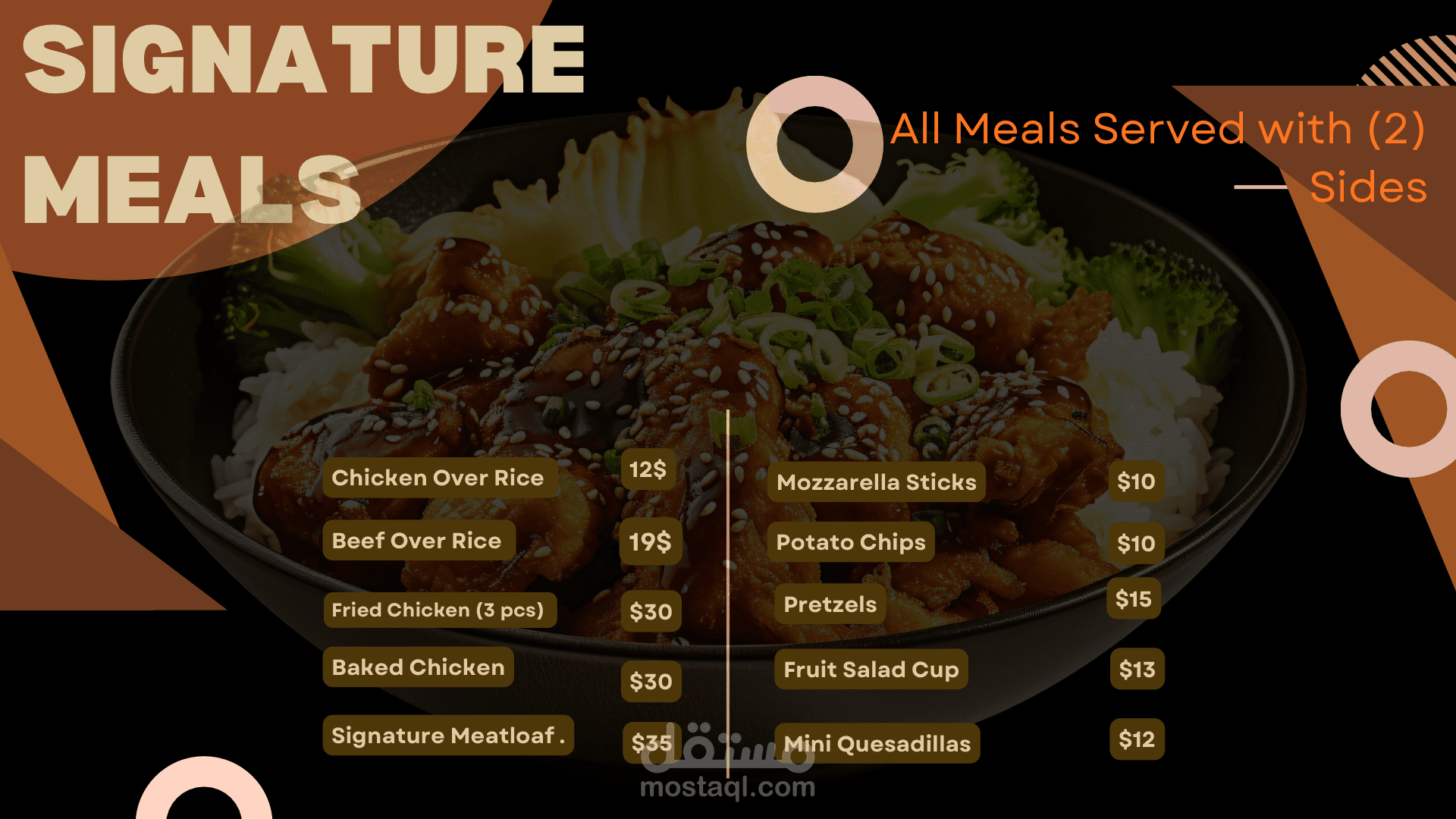 تصميم قائمة طعام رقمية (Digital Menu Board) احترافية لمطعم وجبات سريعة 2. وصف المشروع: