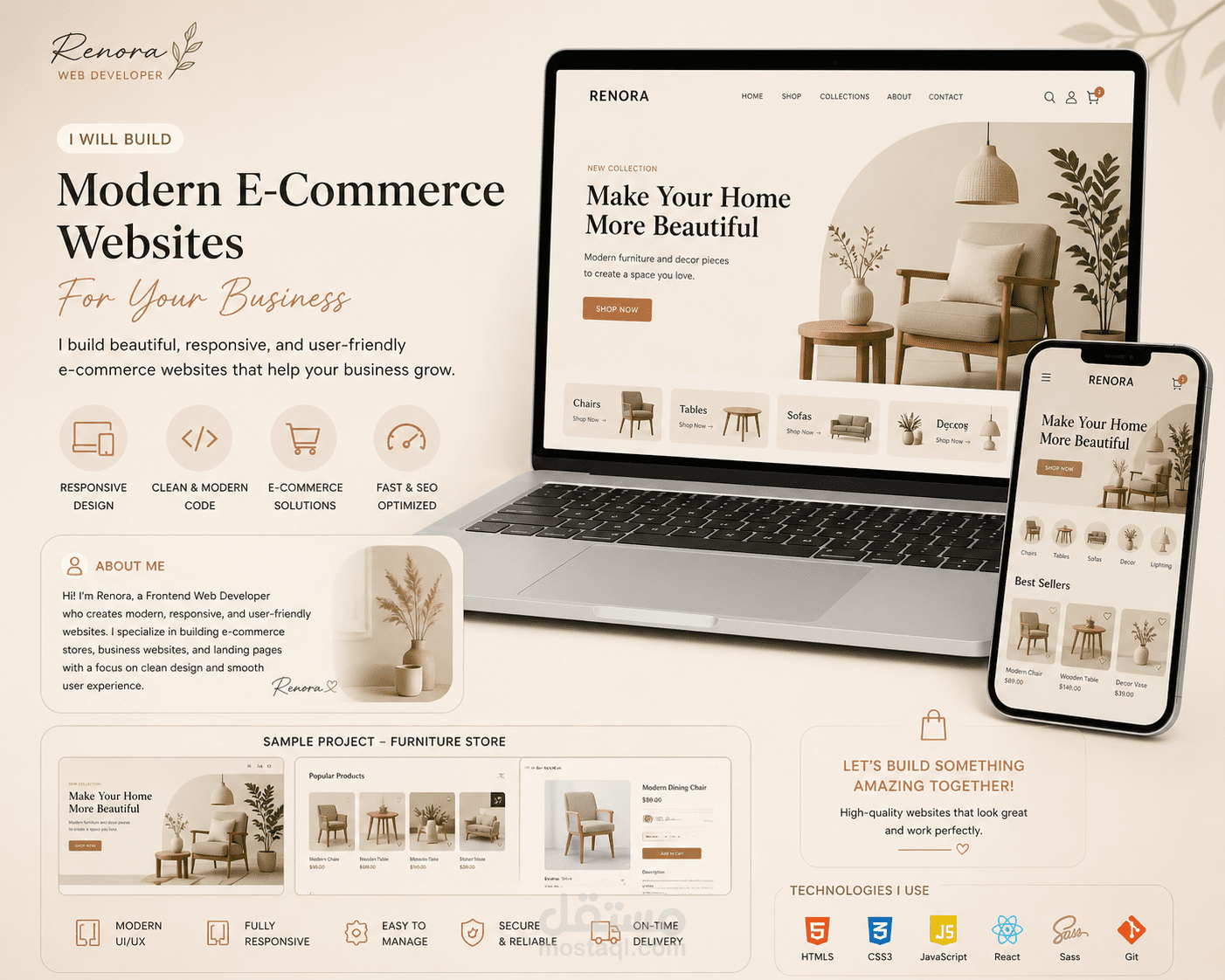 تصميم وتطوير متجر إلكتروني متكامل (E-commerce Website)
