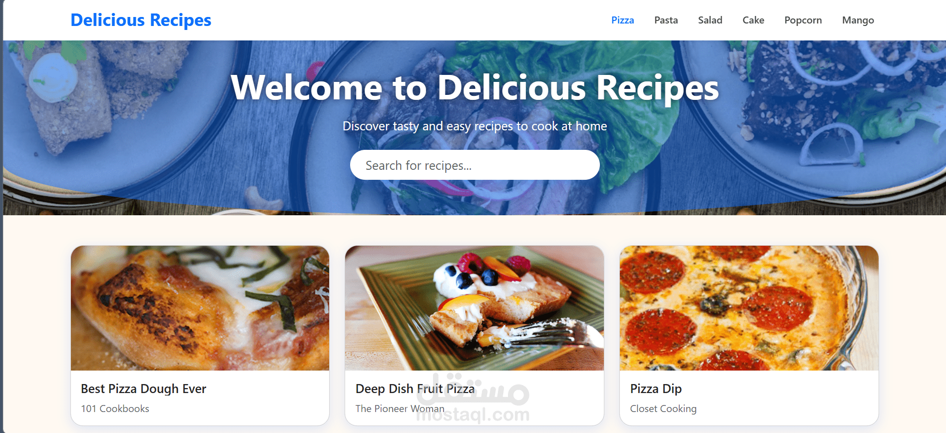 Delicious Recipes website