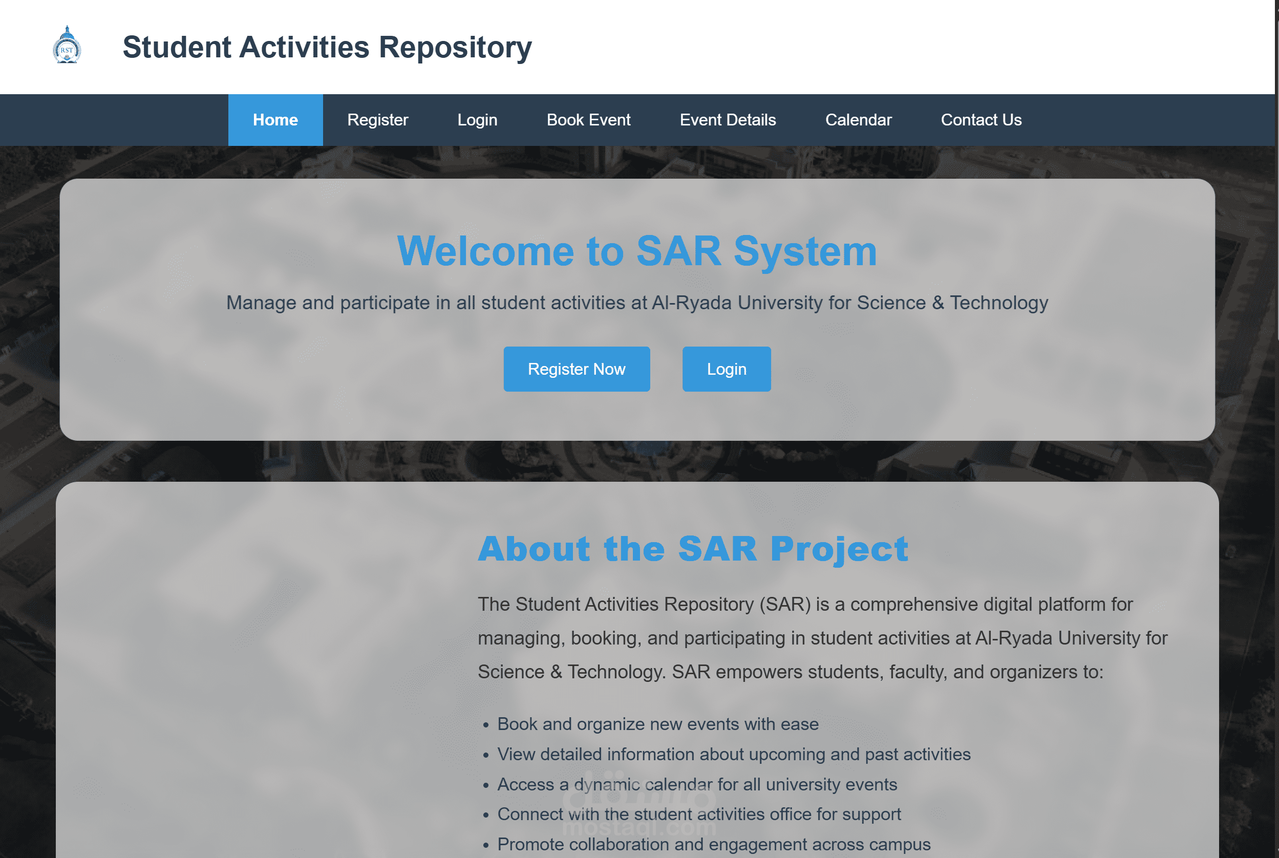 تصميم وتطوير موقع إدارة الأنشطة الطلابية (Student Activities System)