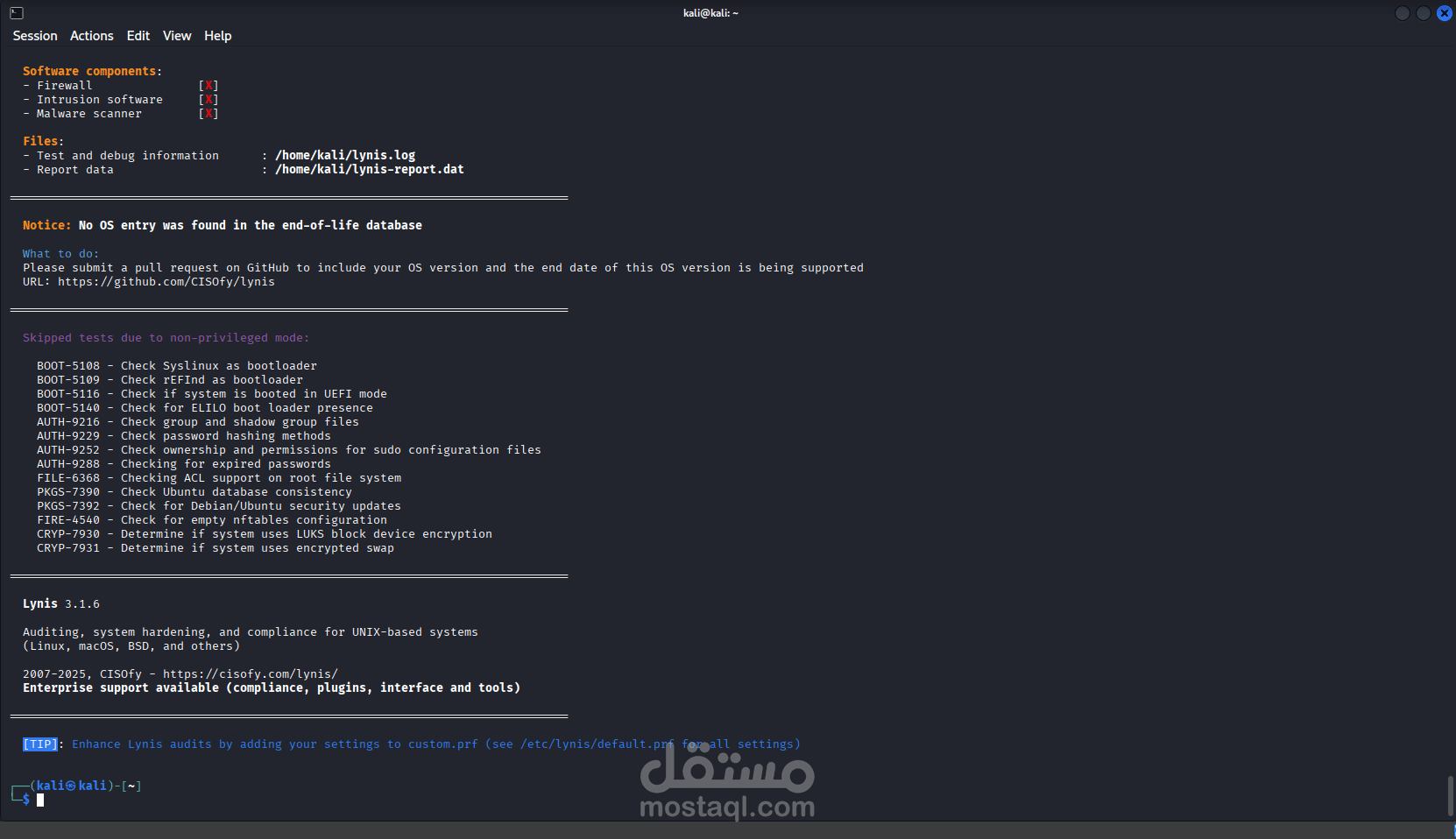 فحص وتدقيق أمني شامل لأنظمة Linux وتحصين الخوادم (Server Security Audit)