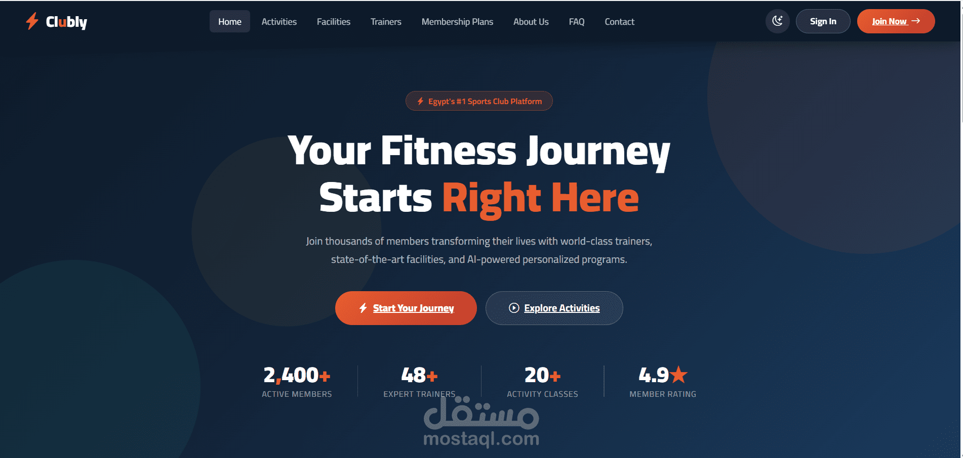 تنفيذ موقع لنادي رياضي باستخدام تقنيات  Full Stack . Net (CLUBLY)