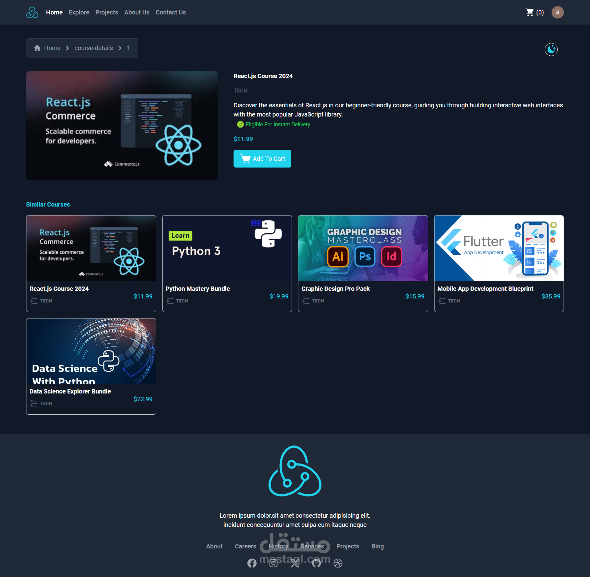 متجر إلكتروني متكامل باستخدام React