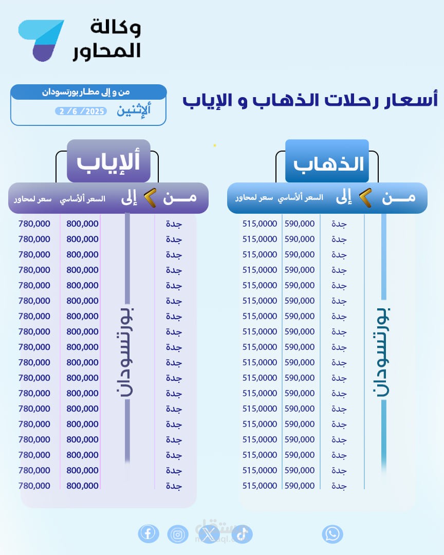تصميم جدول أسعار