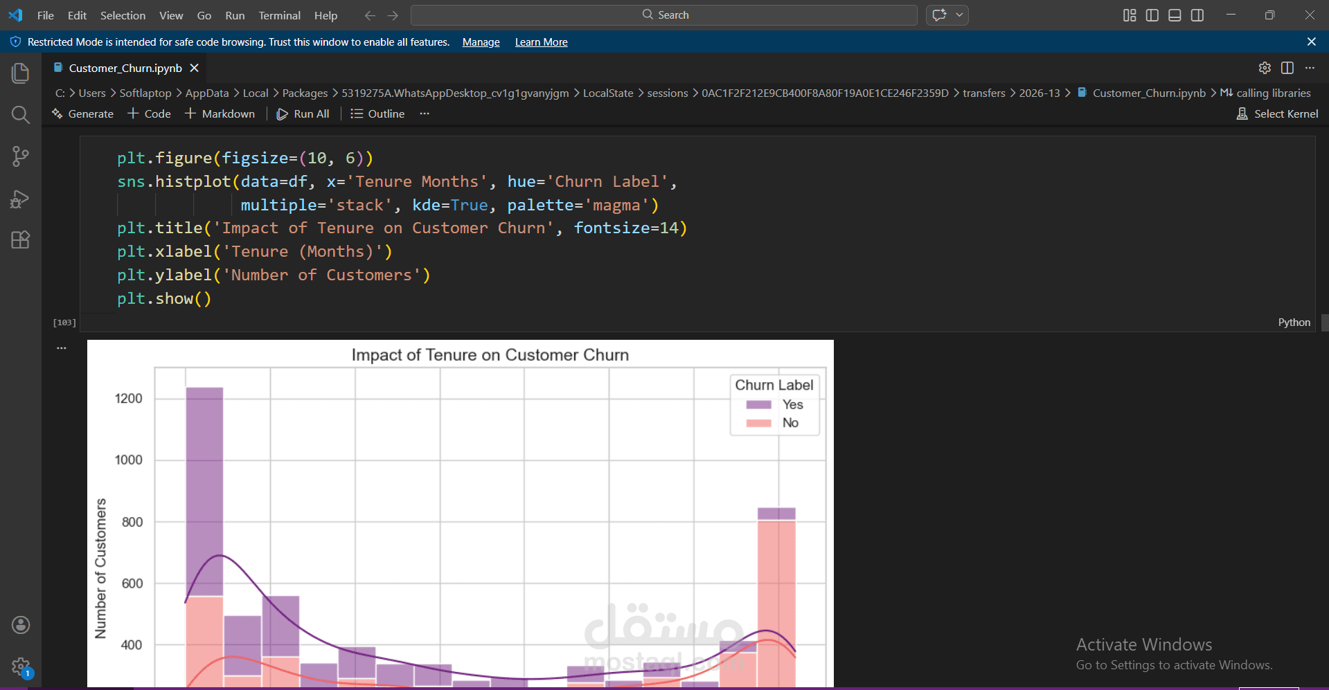 تنظيف ومعالجة بيانات Customer Churn باستخدام Python
