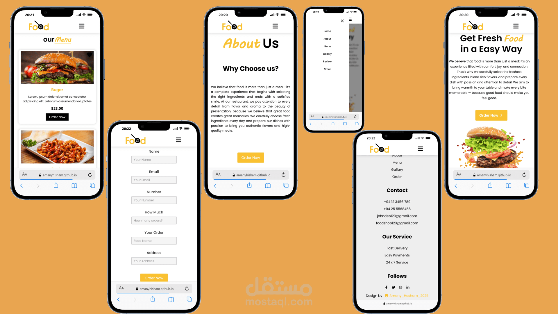 صفحة هبوط لطلب الطعام (Food Ordering Landing Page)