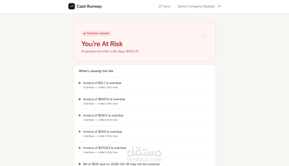 Cash Runway - تتبع السيولة المالية عبر Xero