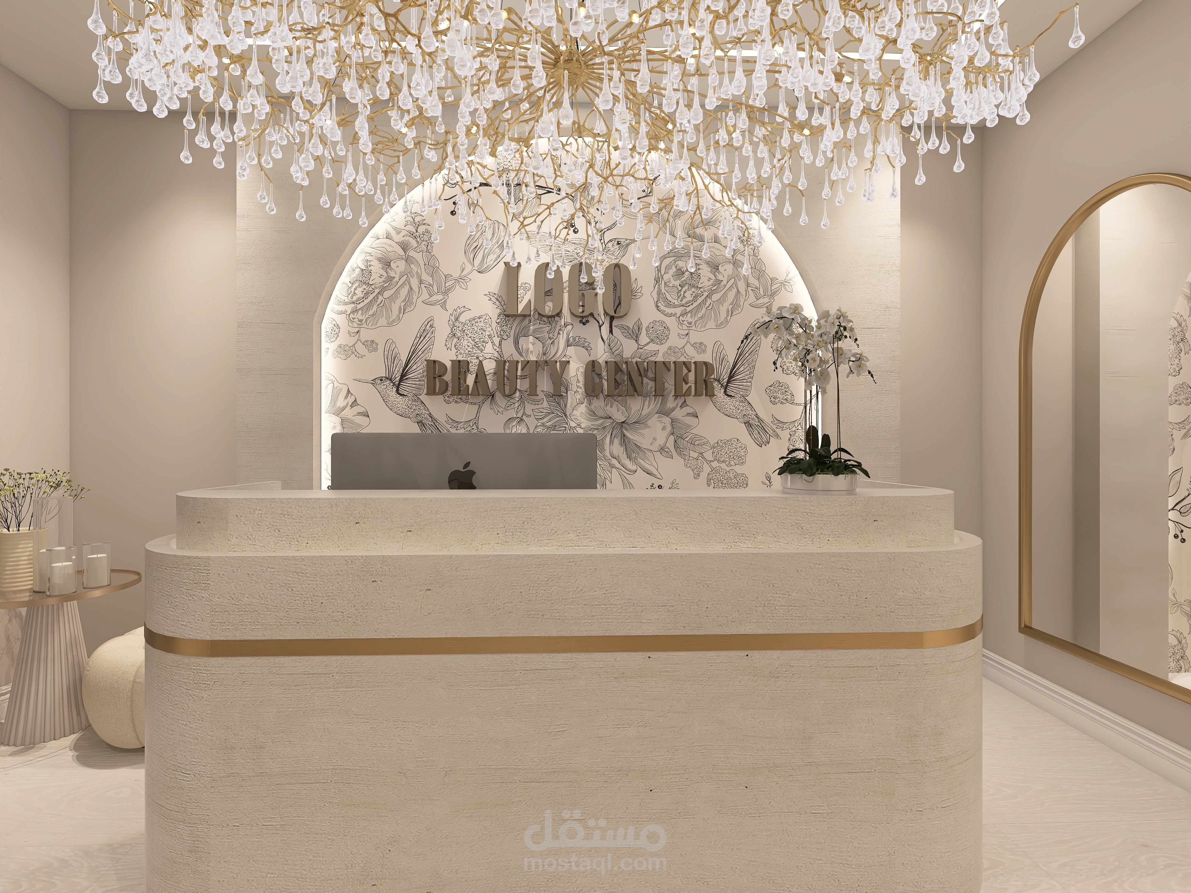 تصميم داخلي لمركز تجميل (Beauty Center) | تجربة استرخاء بروح عصرية ناعمة