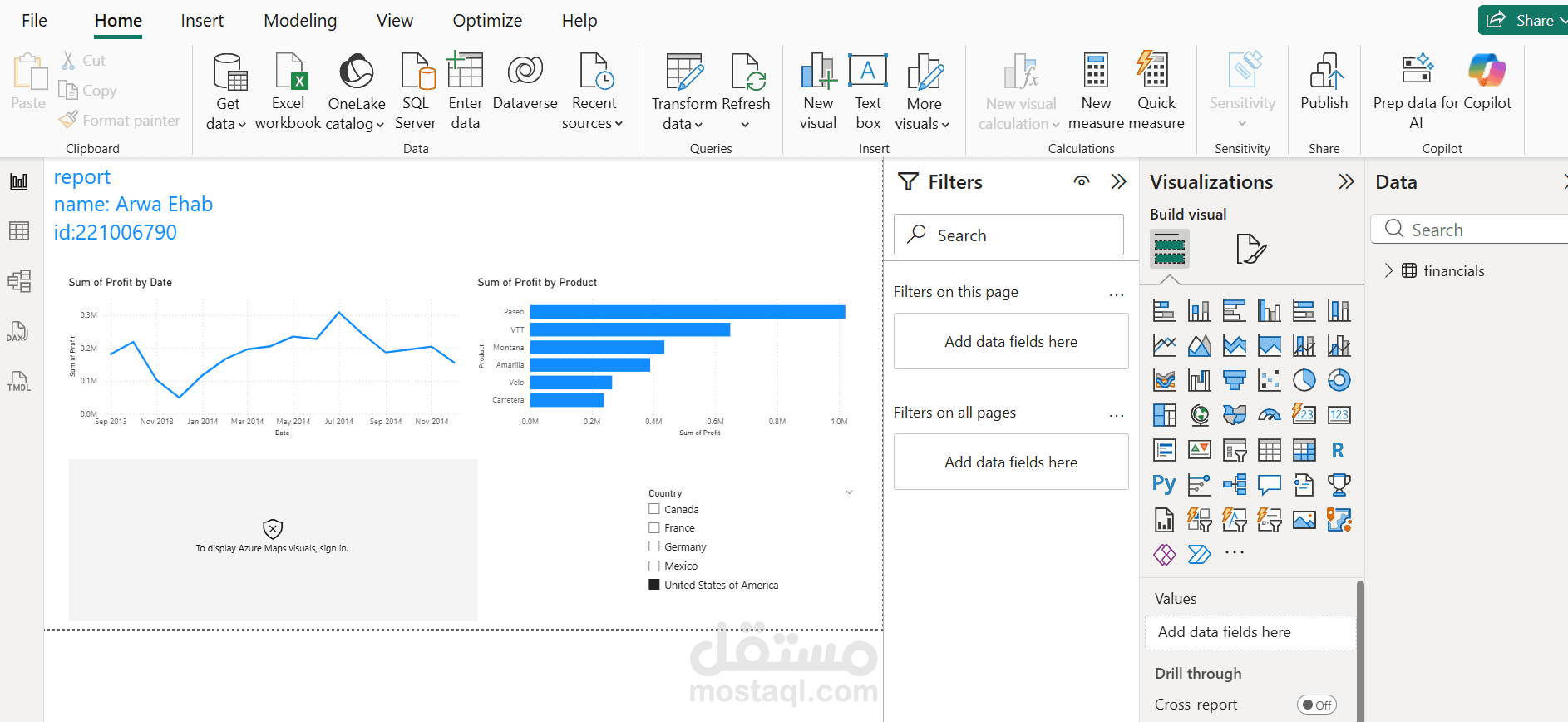 تصوير بيانات على microsoft power Bi