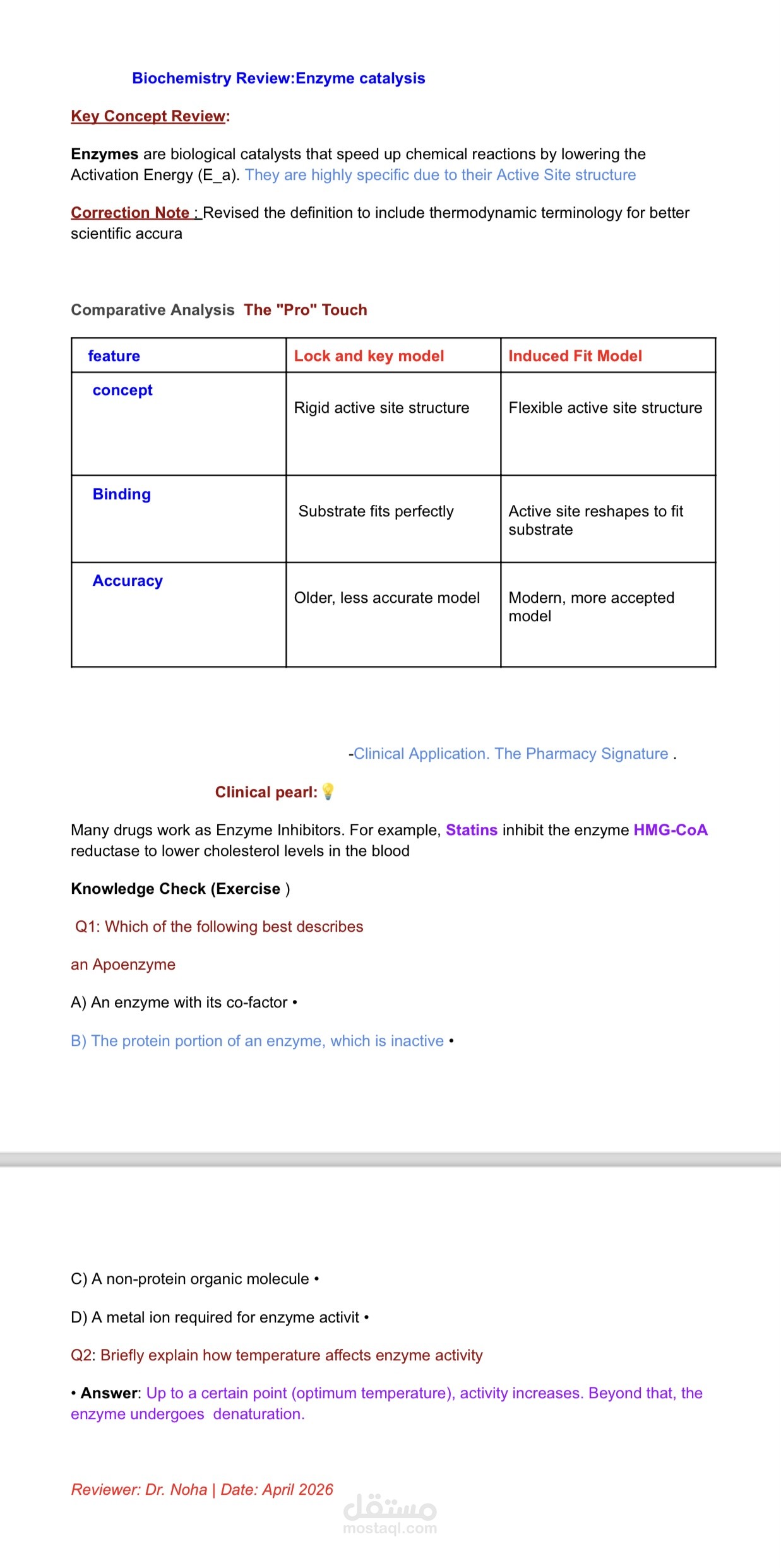نموذج مراجعة علمية وتنسيق محتوى طبي (Biochemistry)