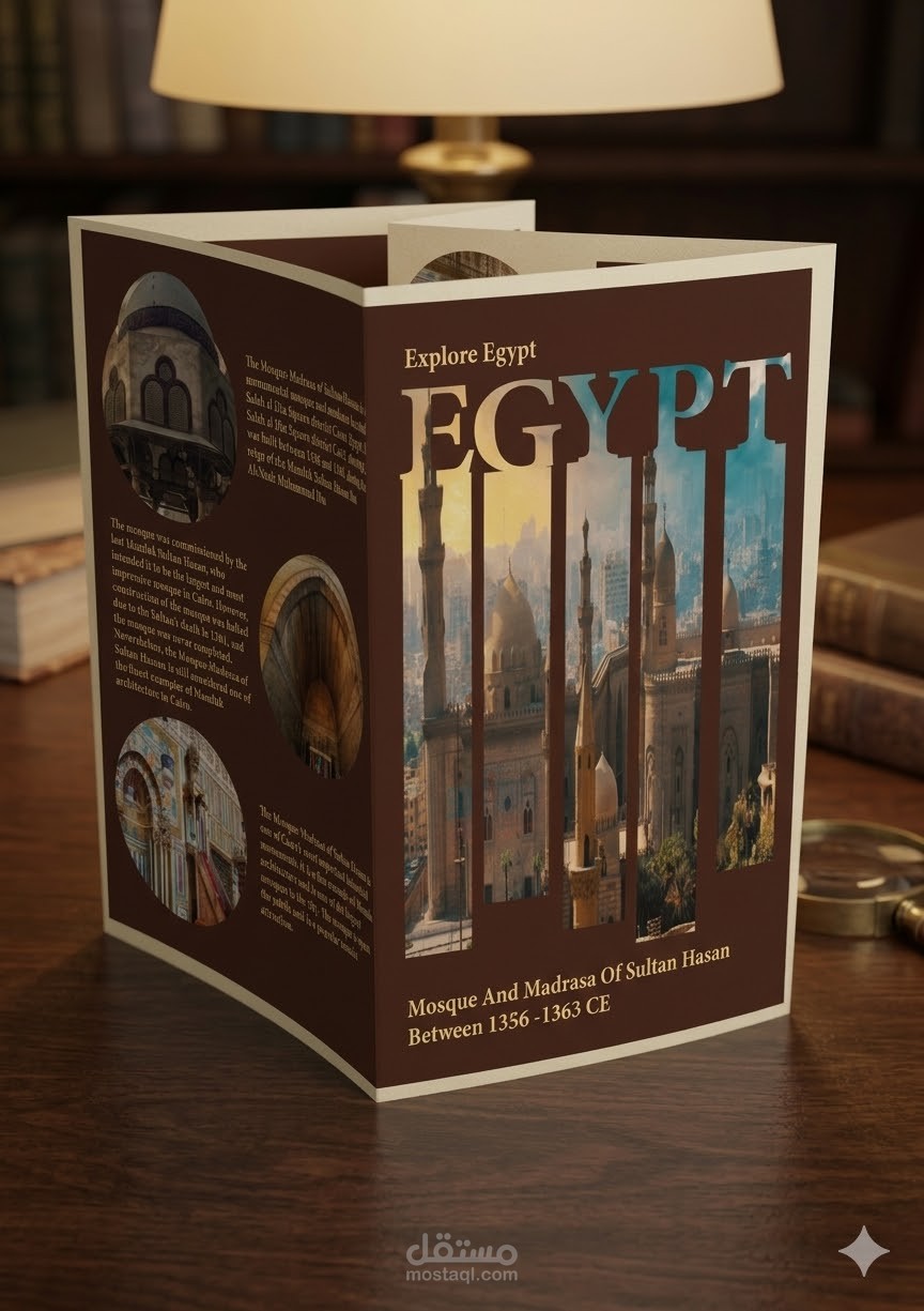 تصميم وإعداد مطوية (Brochure) تاريخية لمسجد ومدرسة السلطان حسن