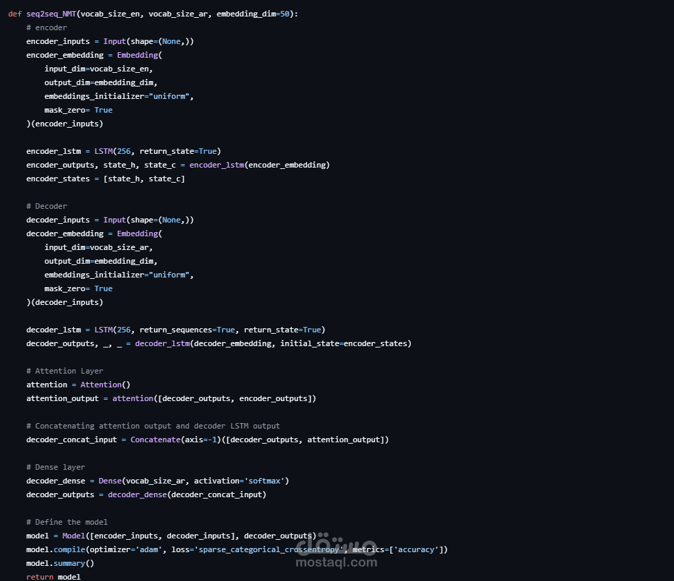 نموذج ترجمة ذكي (EN→AR) باستخدام الشبكات العصبية وAttention