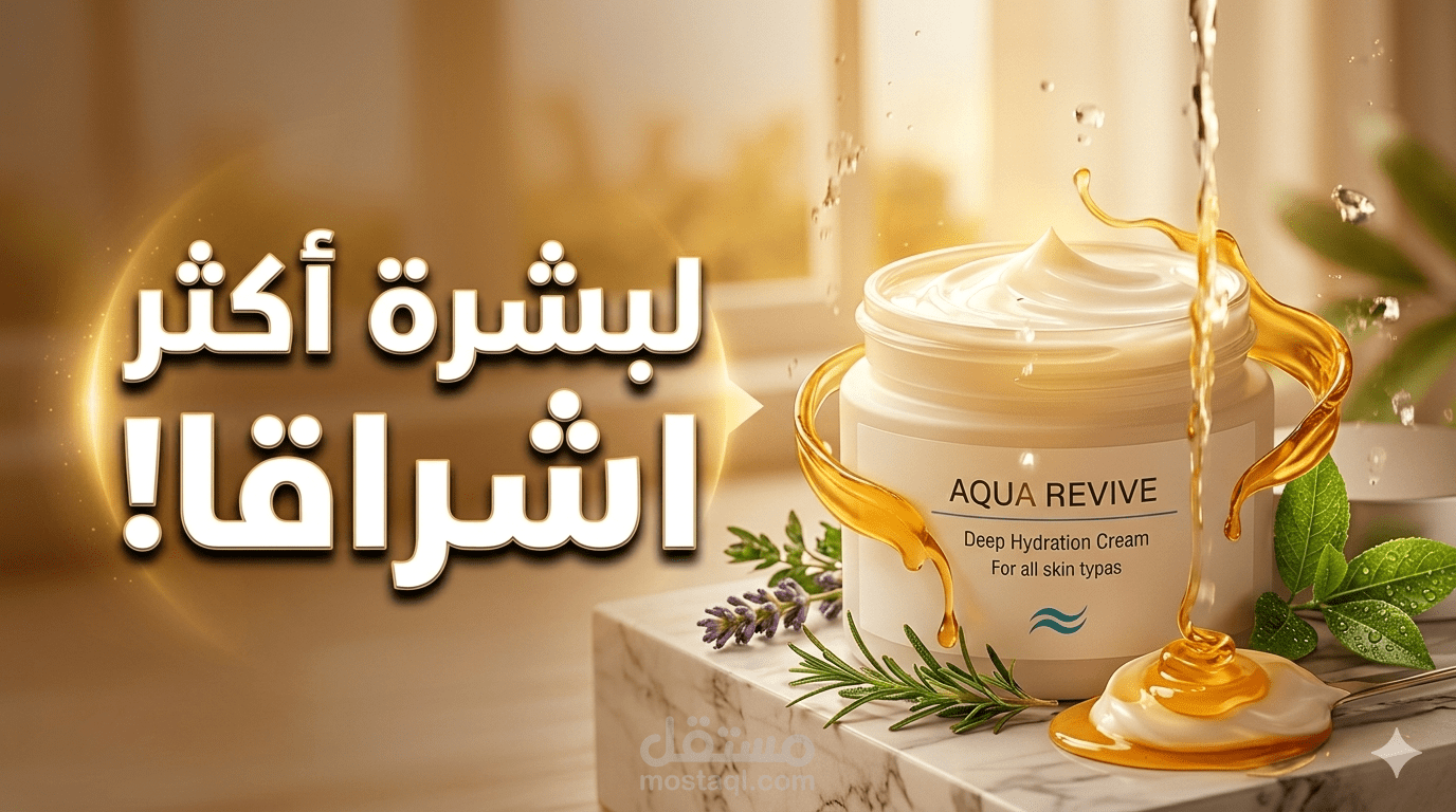 إعلان مرئي سينمائي متكامل لمنتج عناية بالبشرة (Aqua Revive) باستخدام الذكاء الاصطناعي
