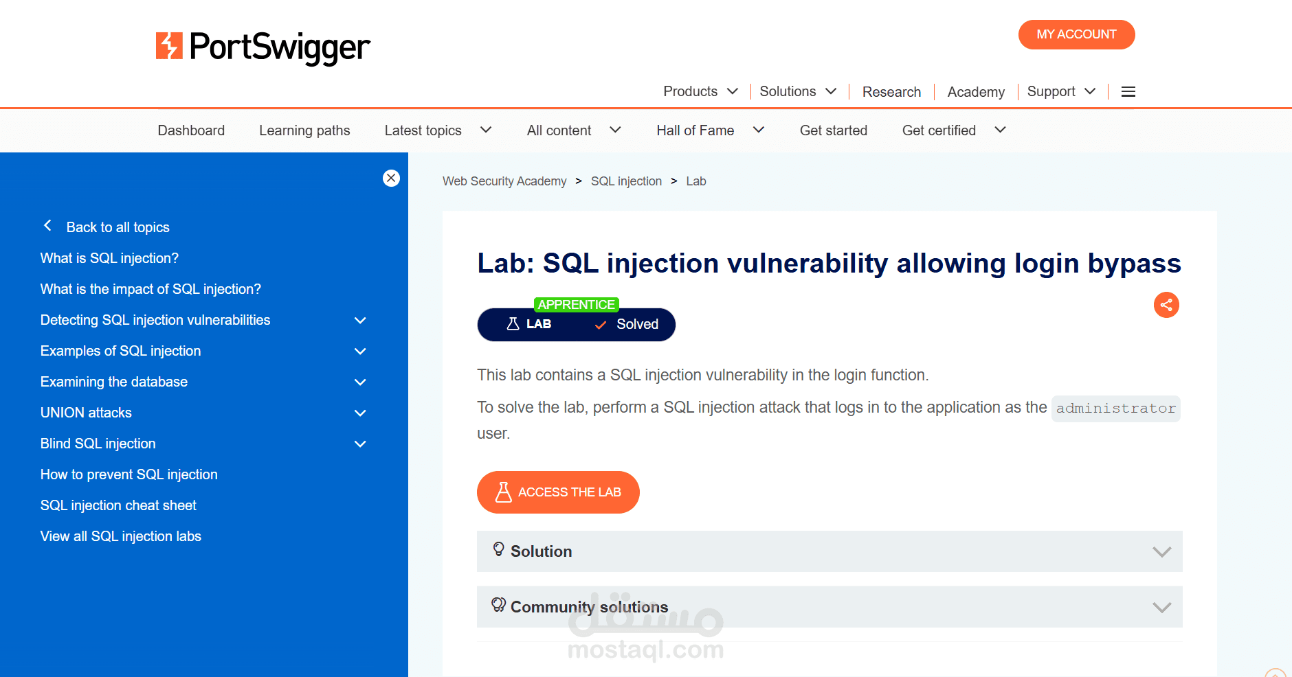 اختبار تحقق من أمان الموقع من حيث  login bypass