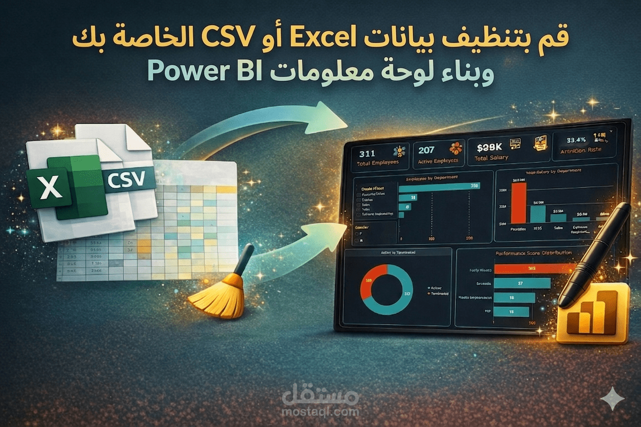 تنظيف بيانات Excel أو CSV وإنشاء Dashboard احترافي في Power BI