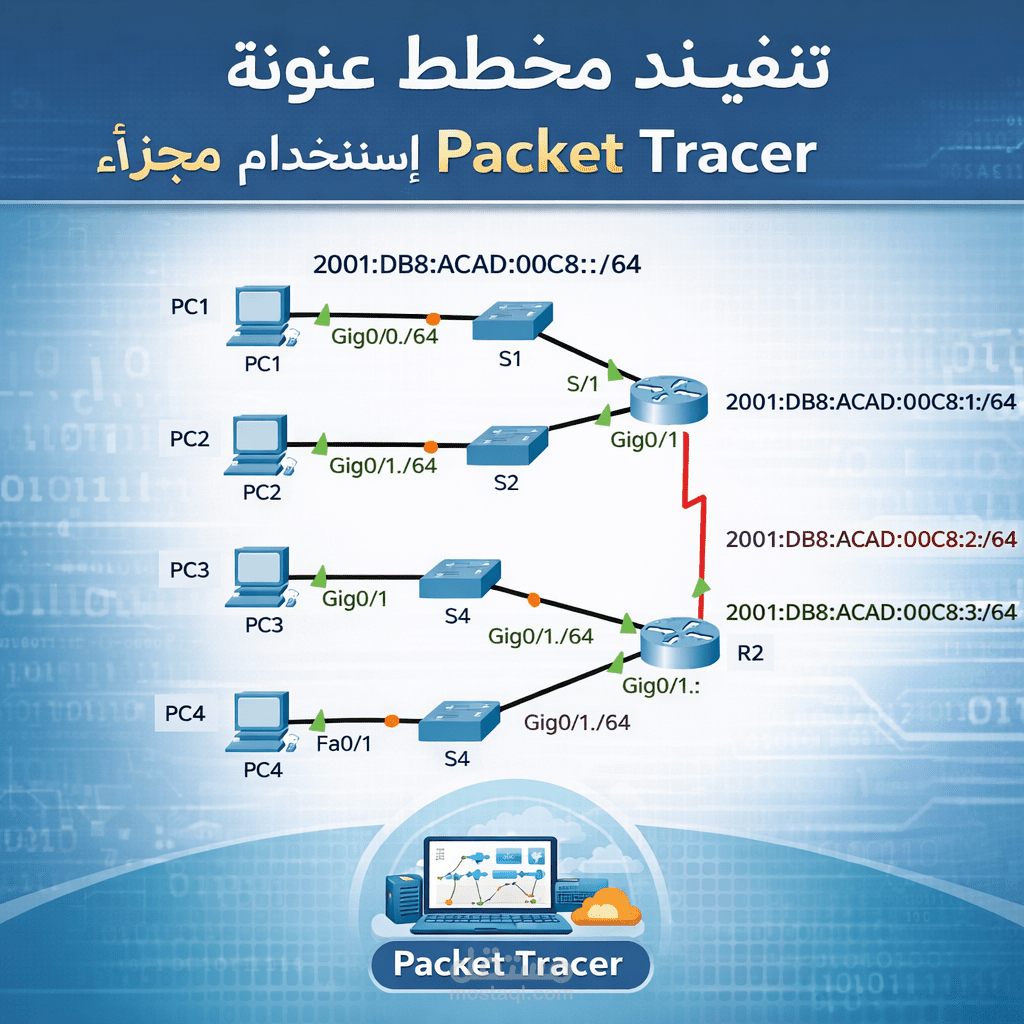 تنفيذ مخطط عنونة IPv6 مُجزّأ باستخدام Packet Tracer