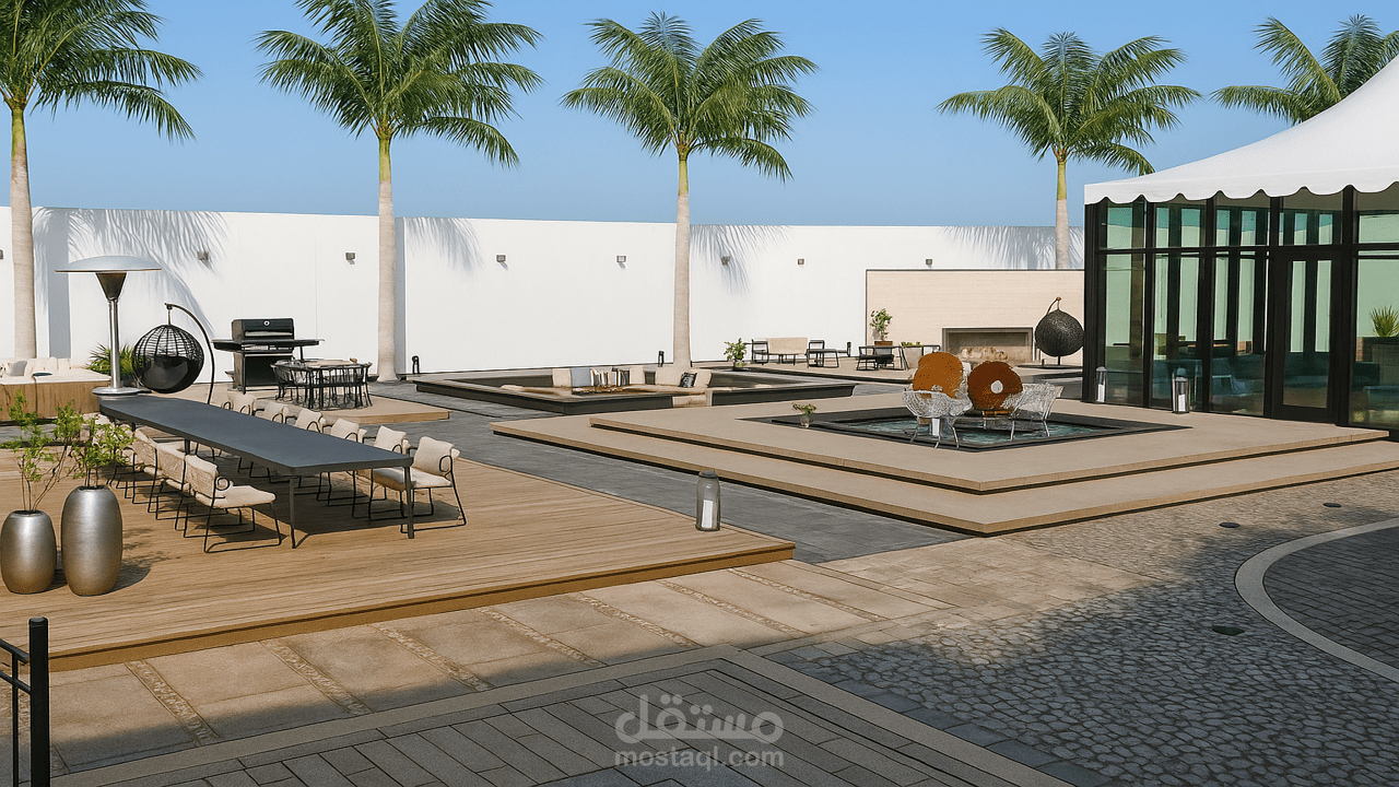 حديقة فيلا كبيرة (landscape)