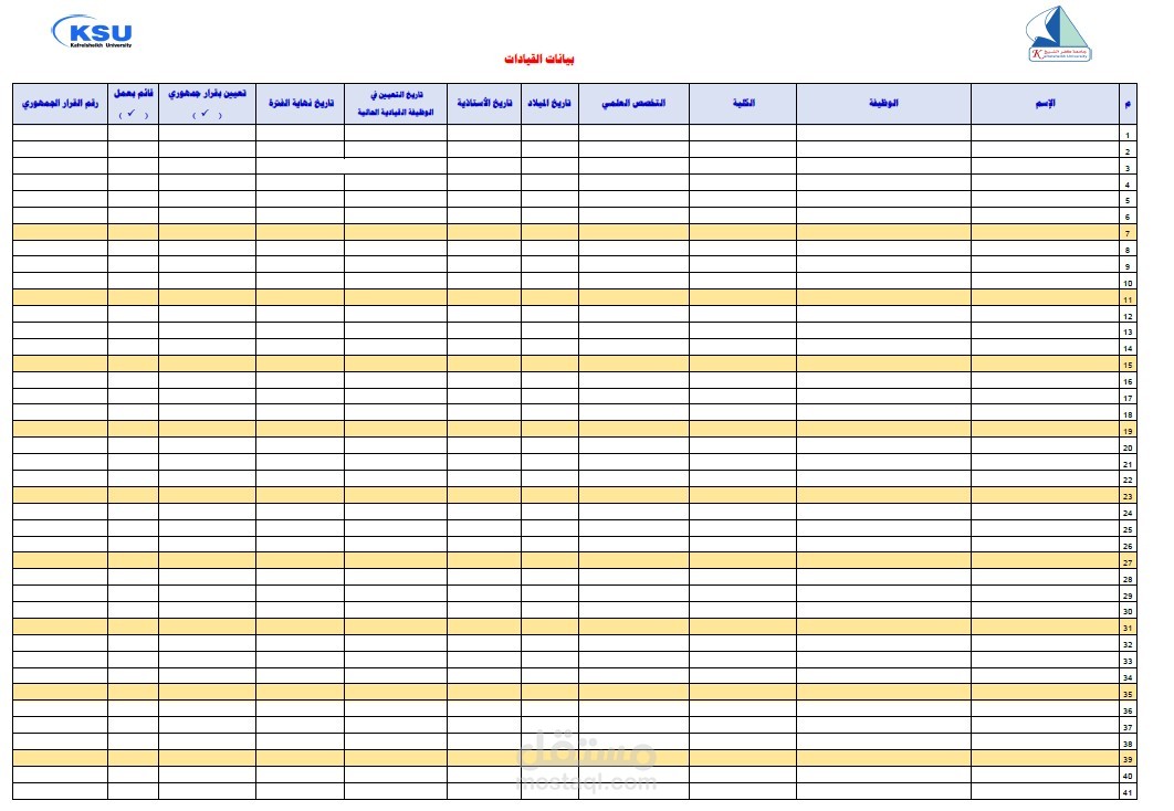 ملف جدول تم تنفيذه ببرنامج اكسل
